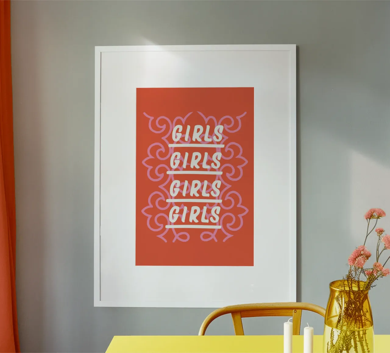 Ragazze Ragazze Ragazze poster con telaio in alluminio da Mariery Young