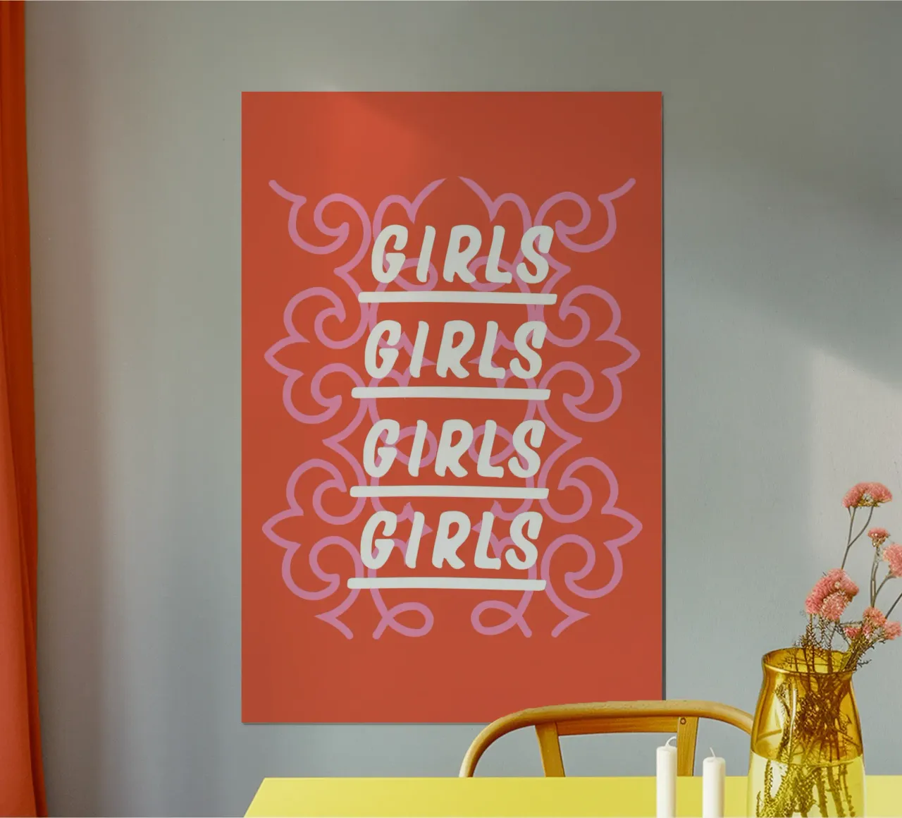 Ragazze Ragazze Ragazze poster con telaio in alluminio da Mariery Young