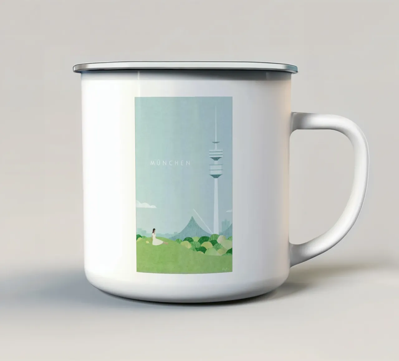 München Emaille Tasse von Henry Rivers