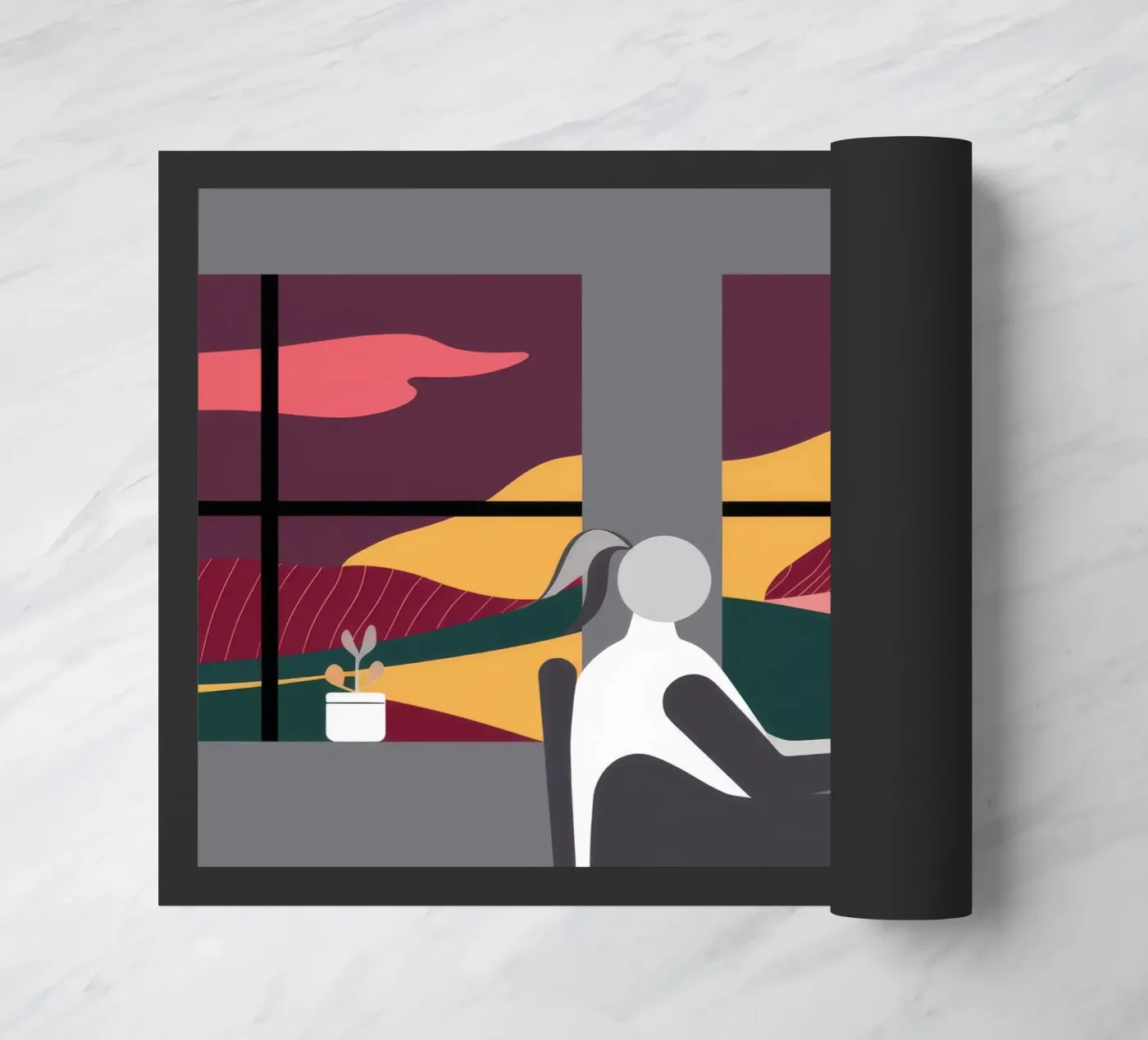 Sunset Work Contemplation doormat by Ember Stone