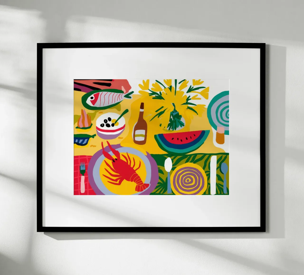Festa estiva pop art poster con telaio in legno da Jasper Rune