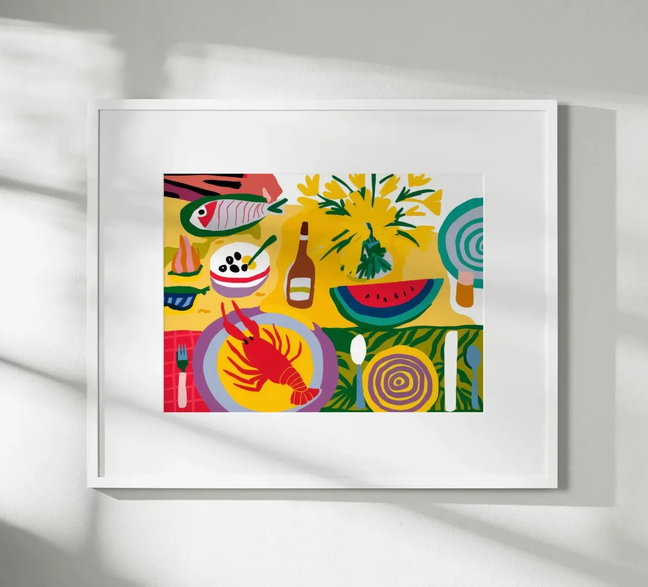 Festa estiva pop art poster con telaio in legno da Jasper Rune