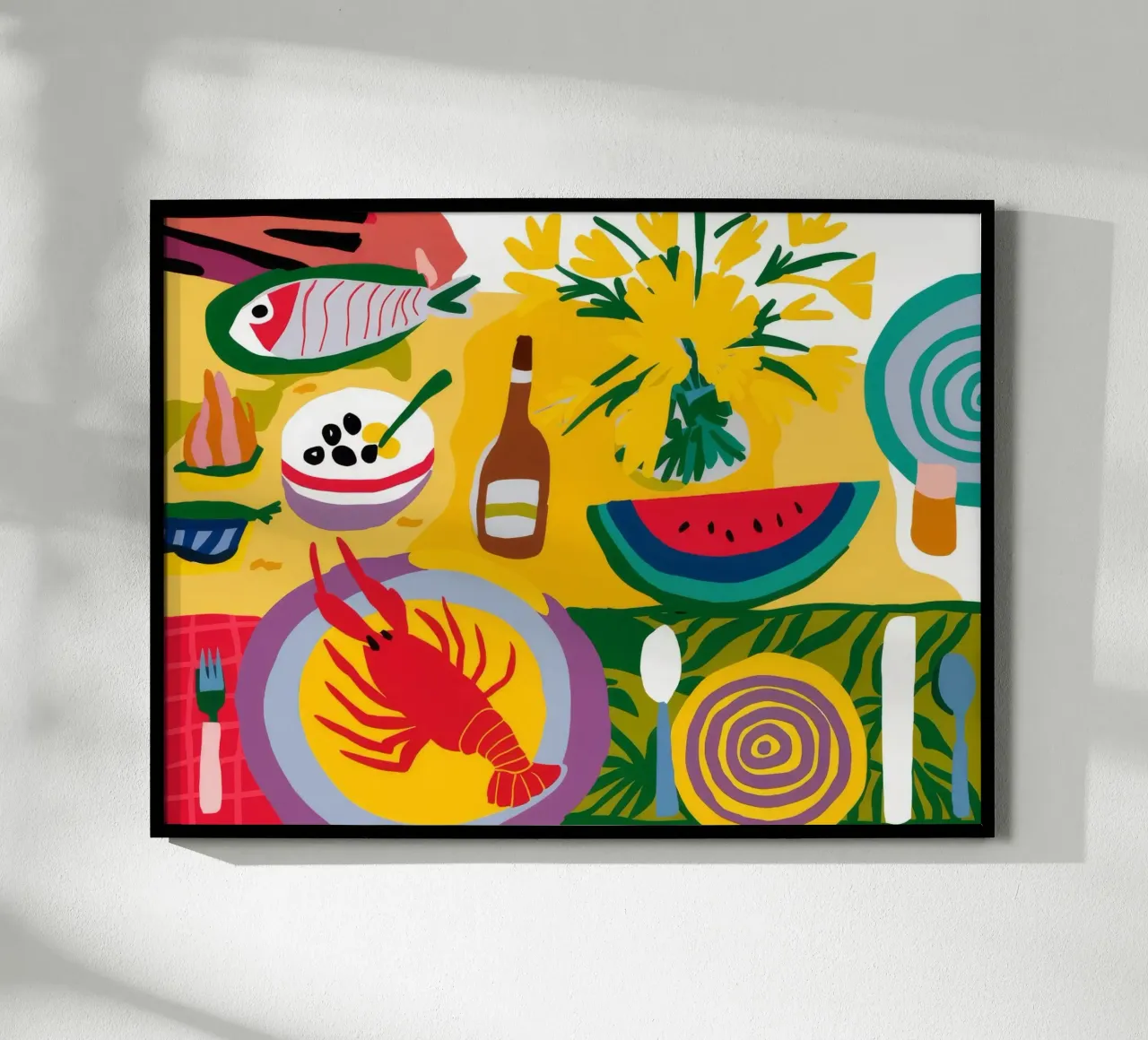 Festa estiva pop art poster con telaio in legno da Jasper Rune