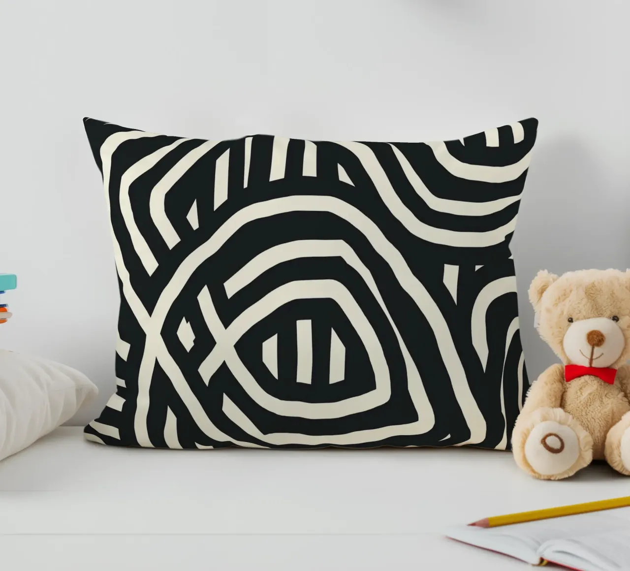 Astratto a righe nere cuscino da Little Dean