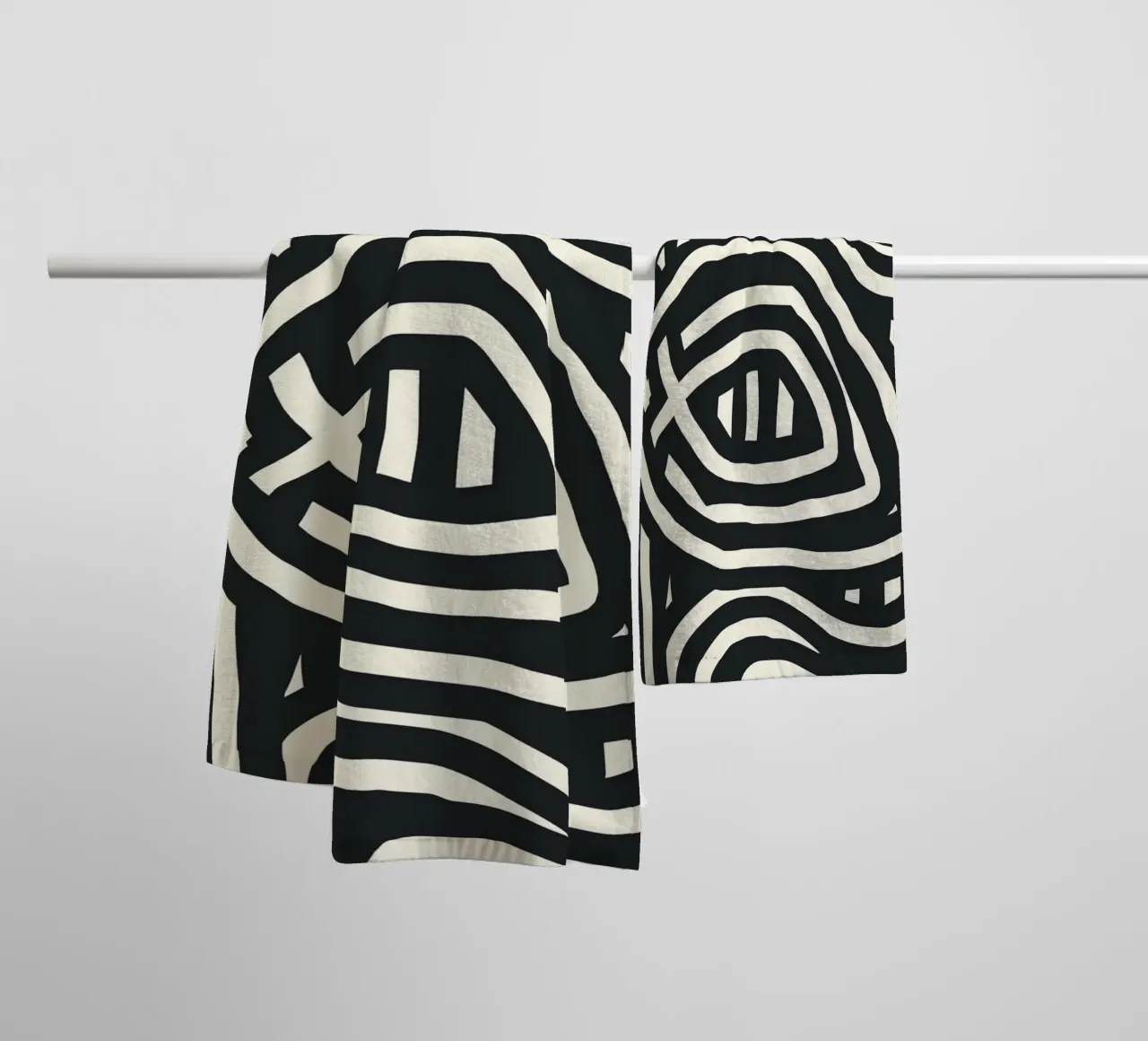 Black stripe abstract towel by Little Dean