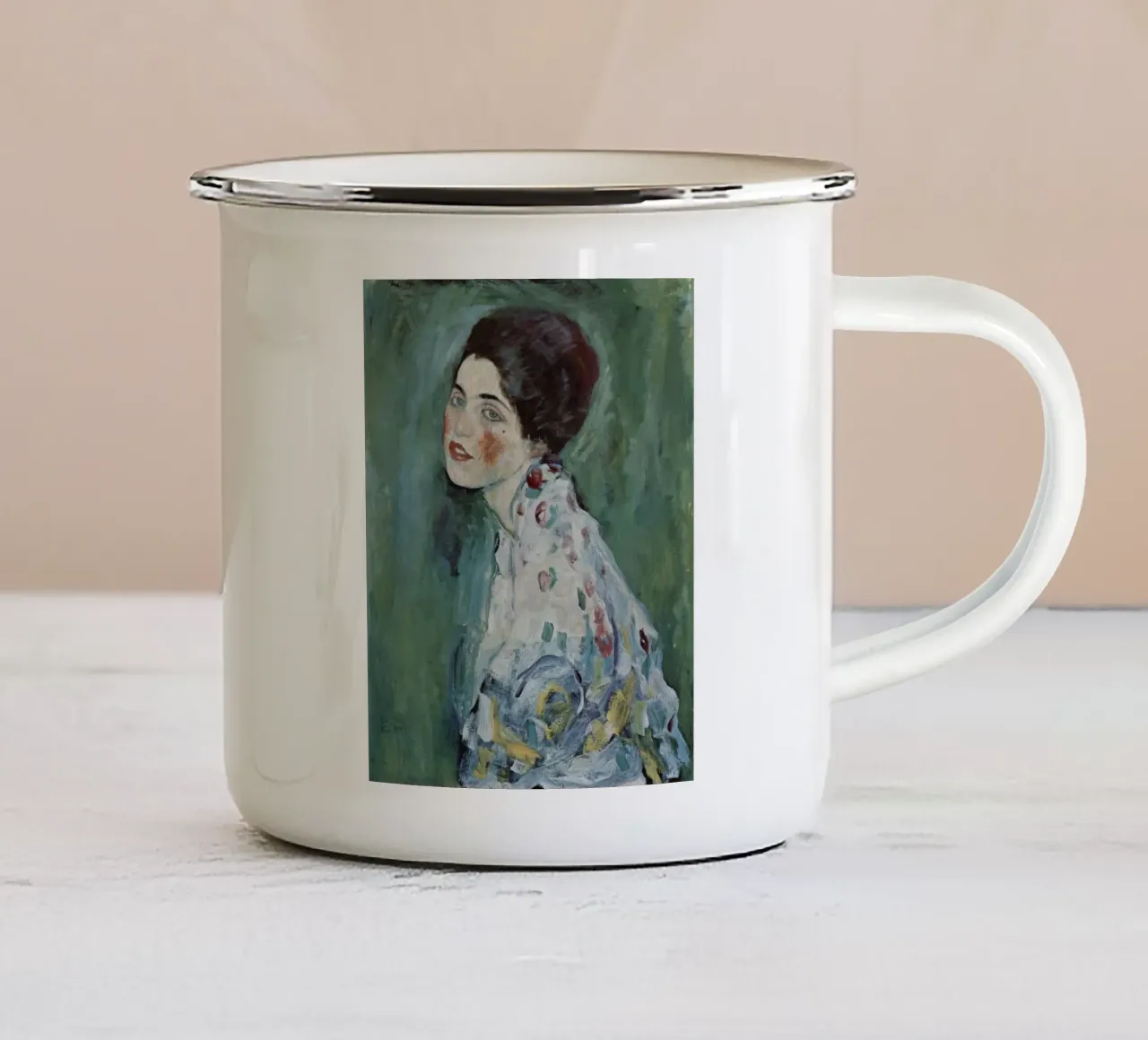 Ritratto di signora tazza in smalto da D1 Shop