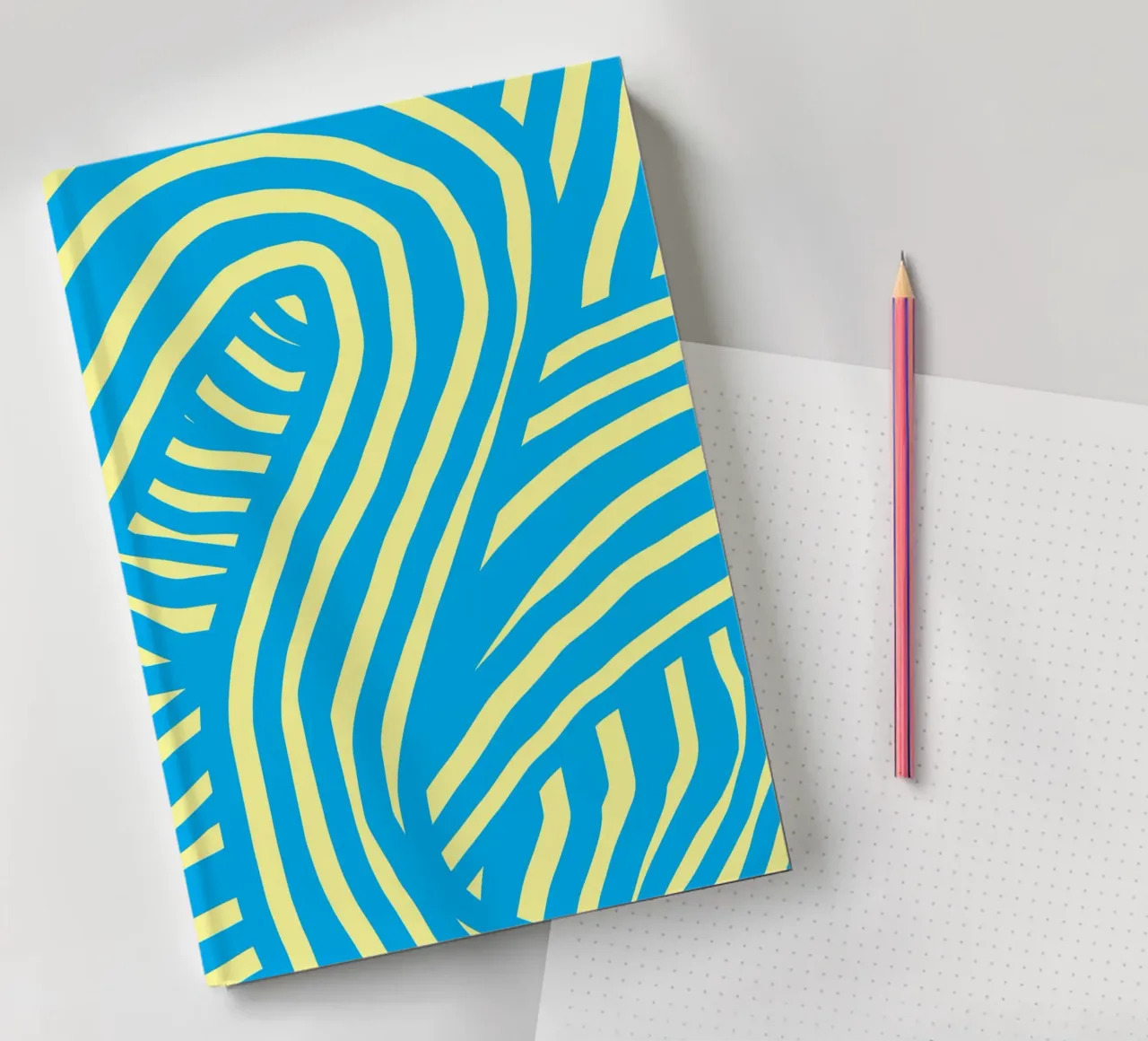 blue and yellow stripe notebook by Little Dean