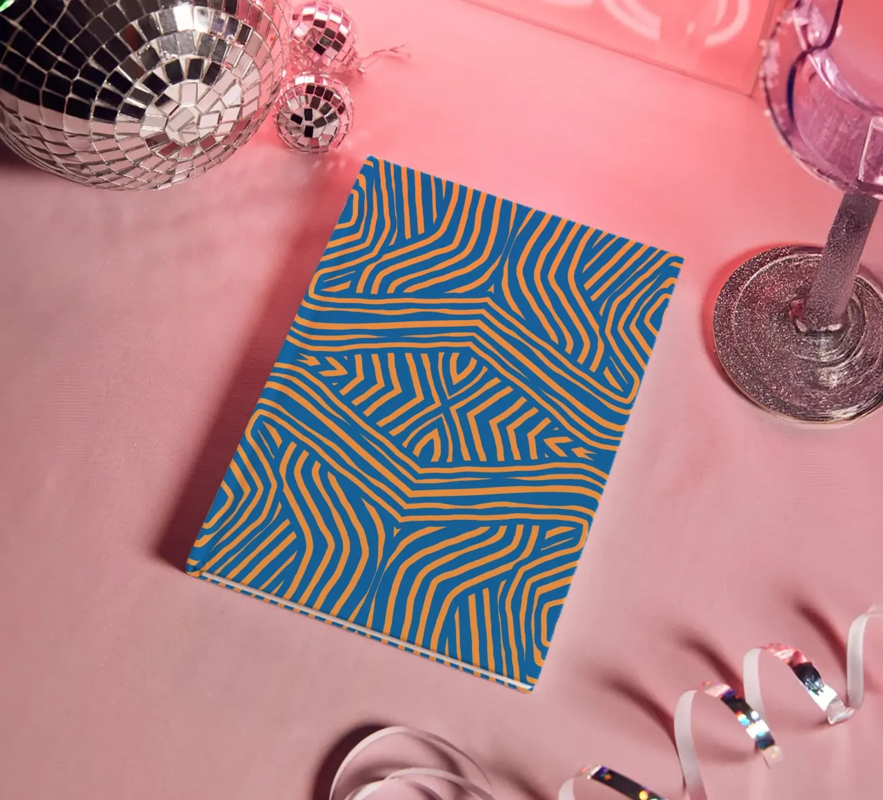 Blue and orange stripe notebook by Little Dean