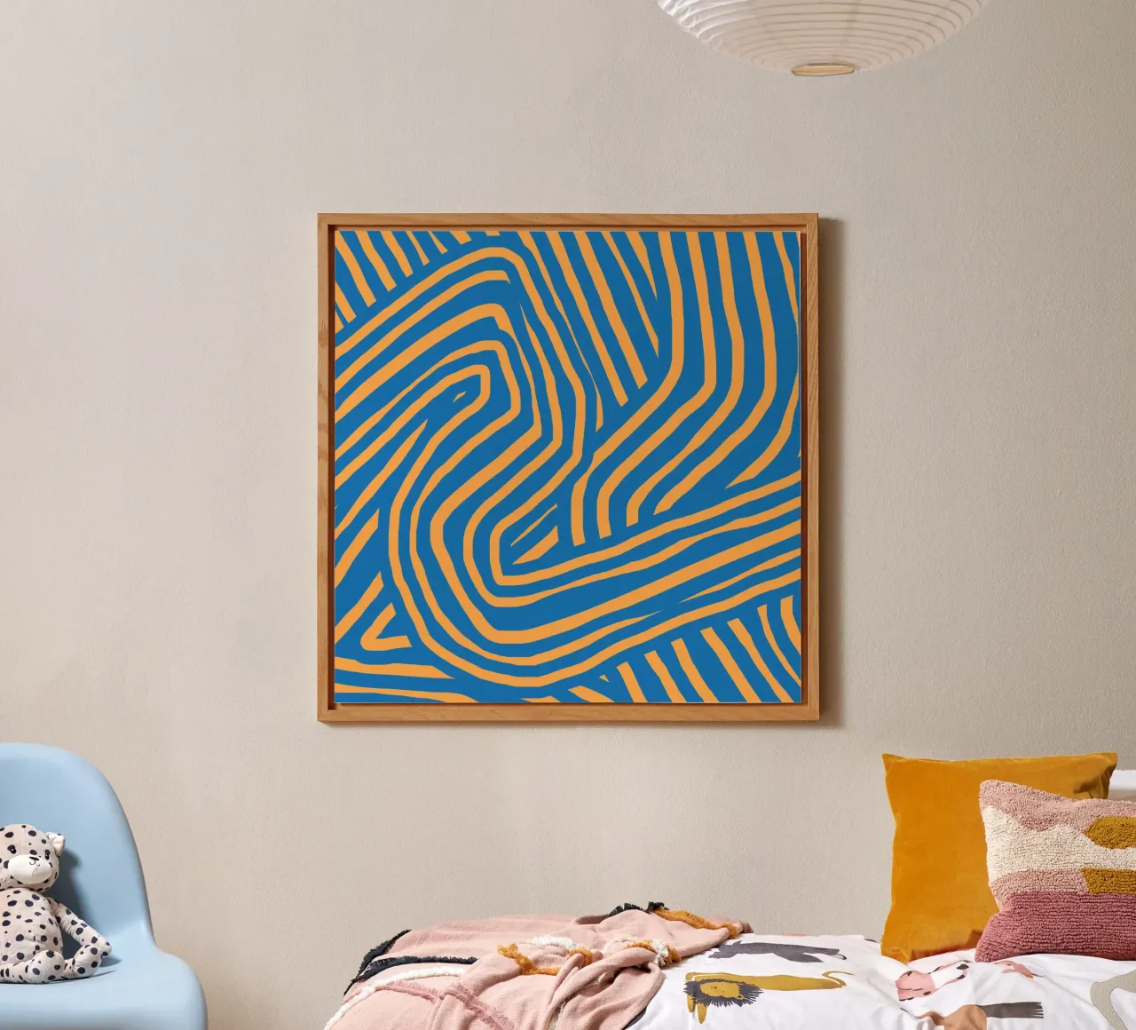 Striscia blu e arancione alluminio dibond da Little Dean