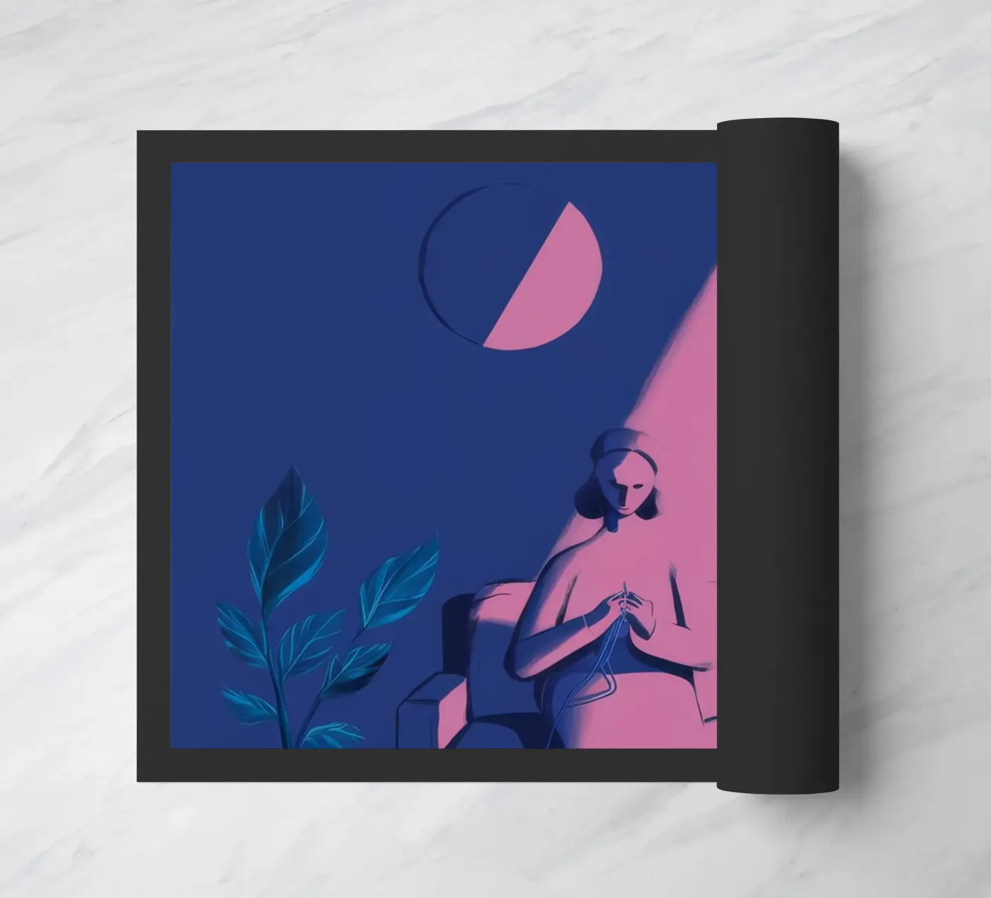 Moonlit Window Watcher doormat by Ember Stone