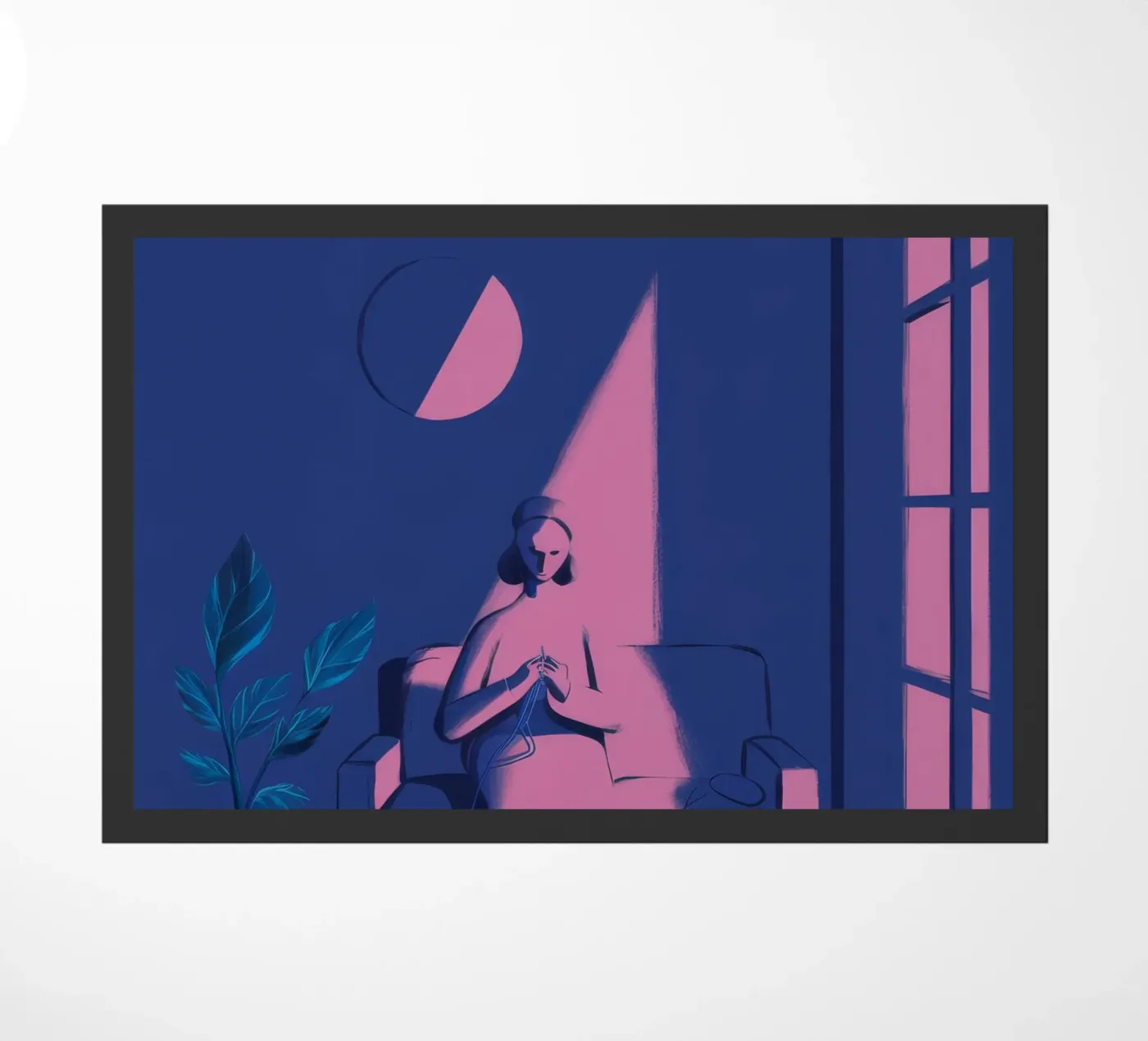 Moonlit Window Watcher doormat by Ember Stone