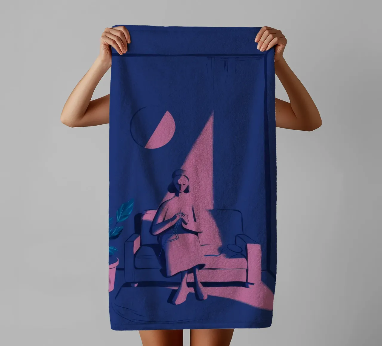 Moonlit Window Watcher towel by Ember Stone