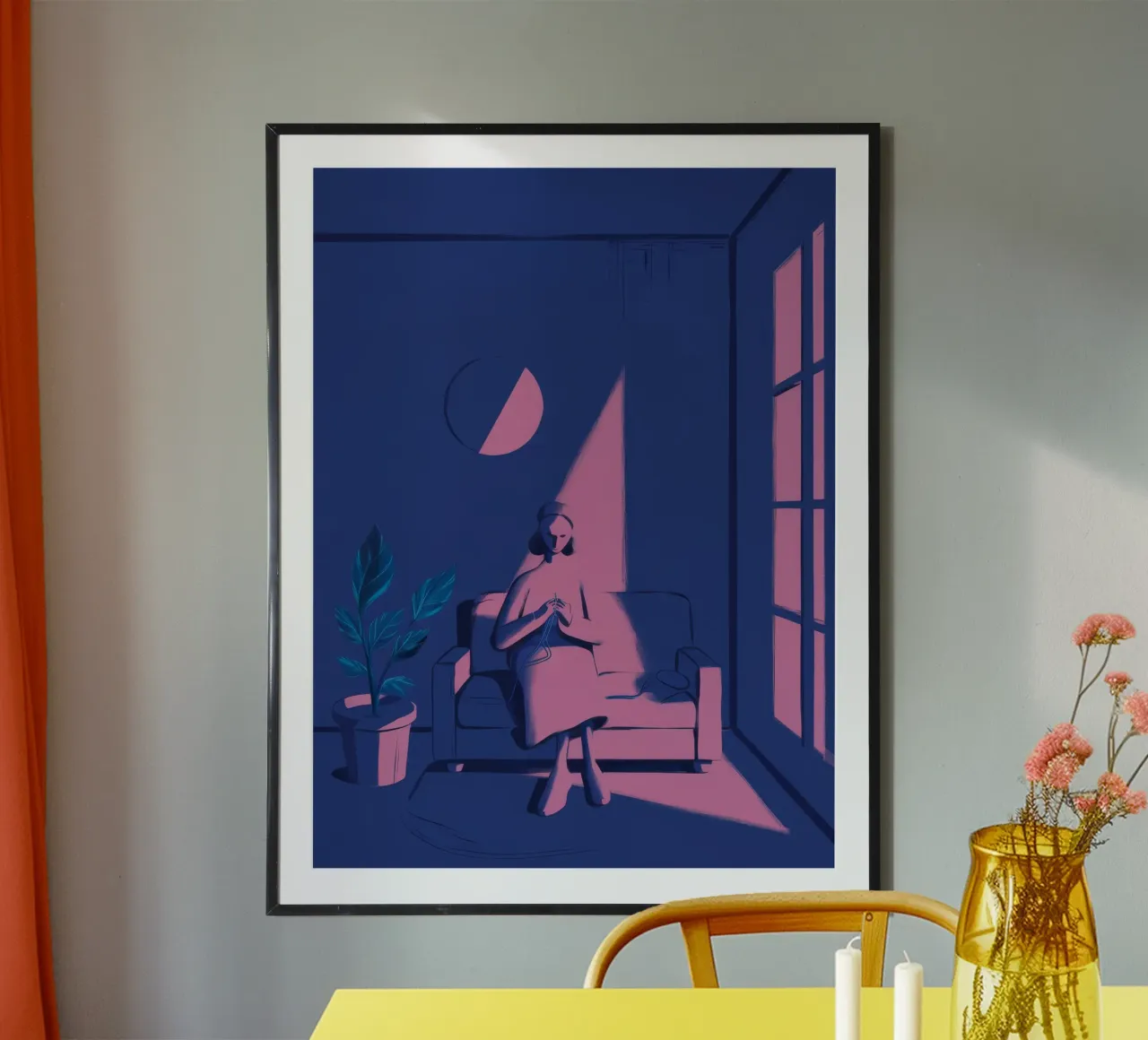 Mondschein-Fensterbeobachter Poster von Ember Stone