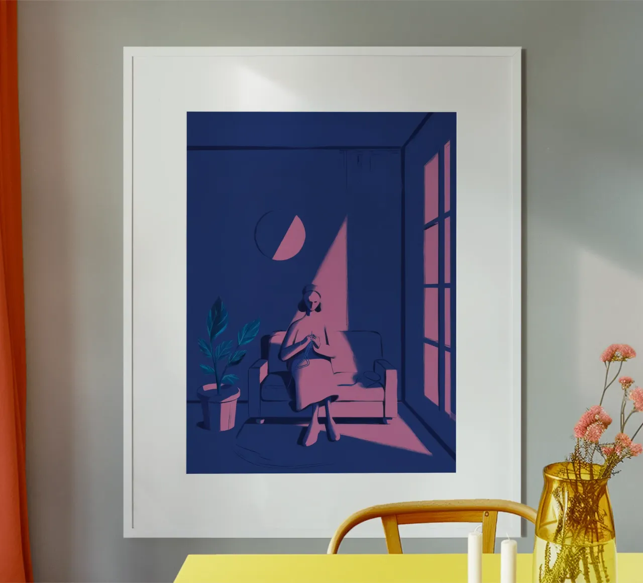 Mondschein-Fensterbeobachter Poster von Ember Stone