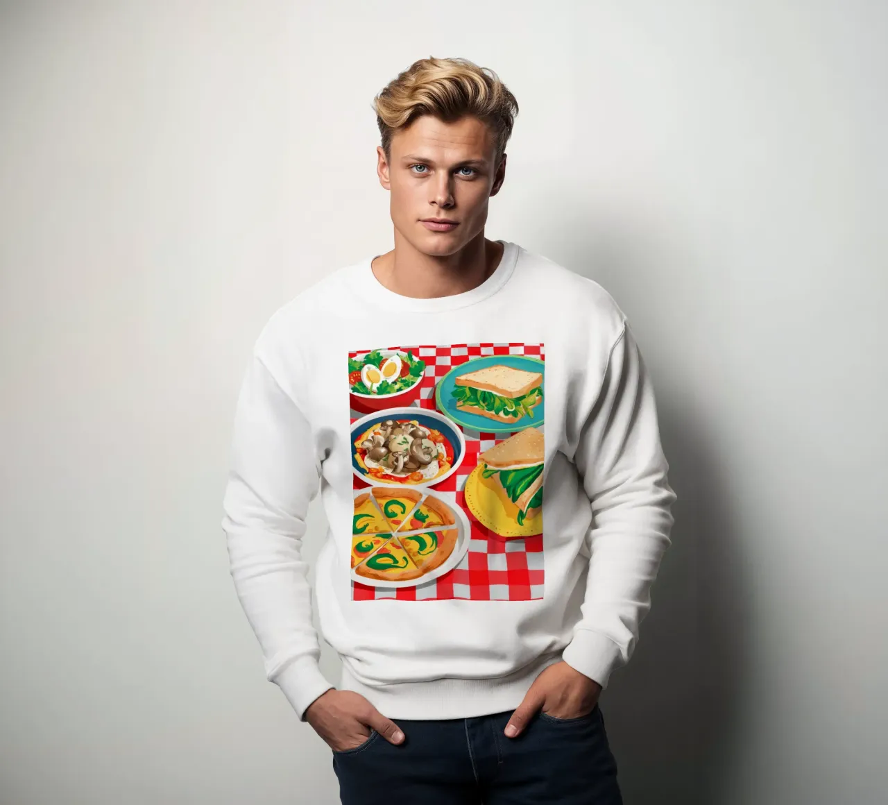 Geruite lunchspread sweatshirt van Jasper Rune