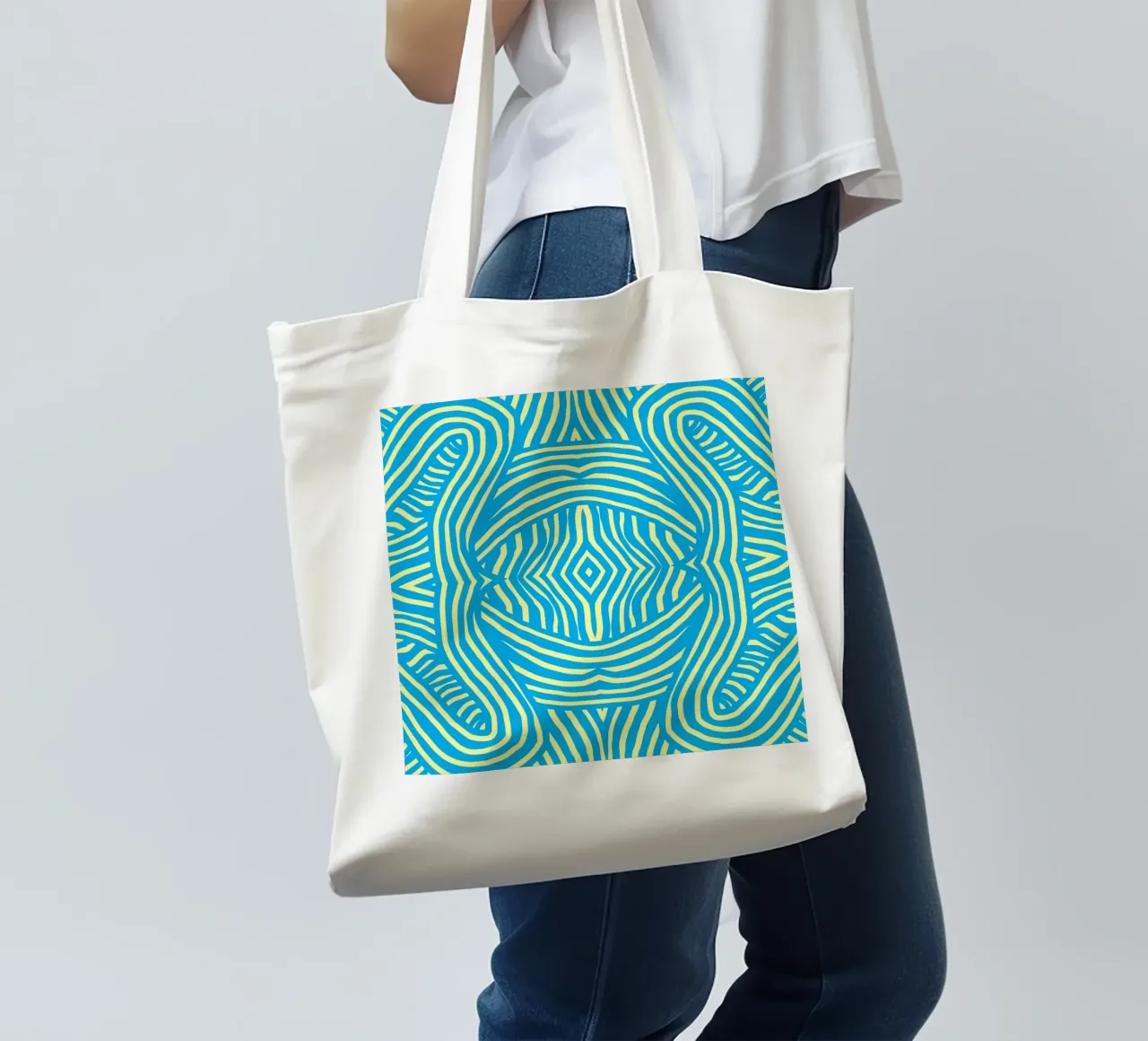 Striscia blu e gialla 2 borsa in juta da Little Dean
