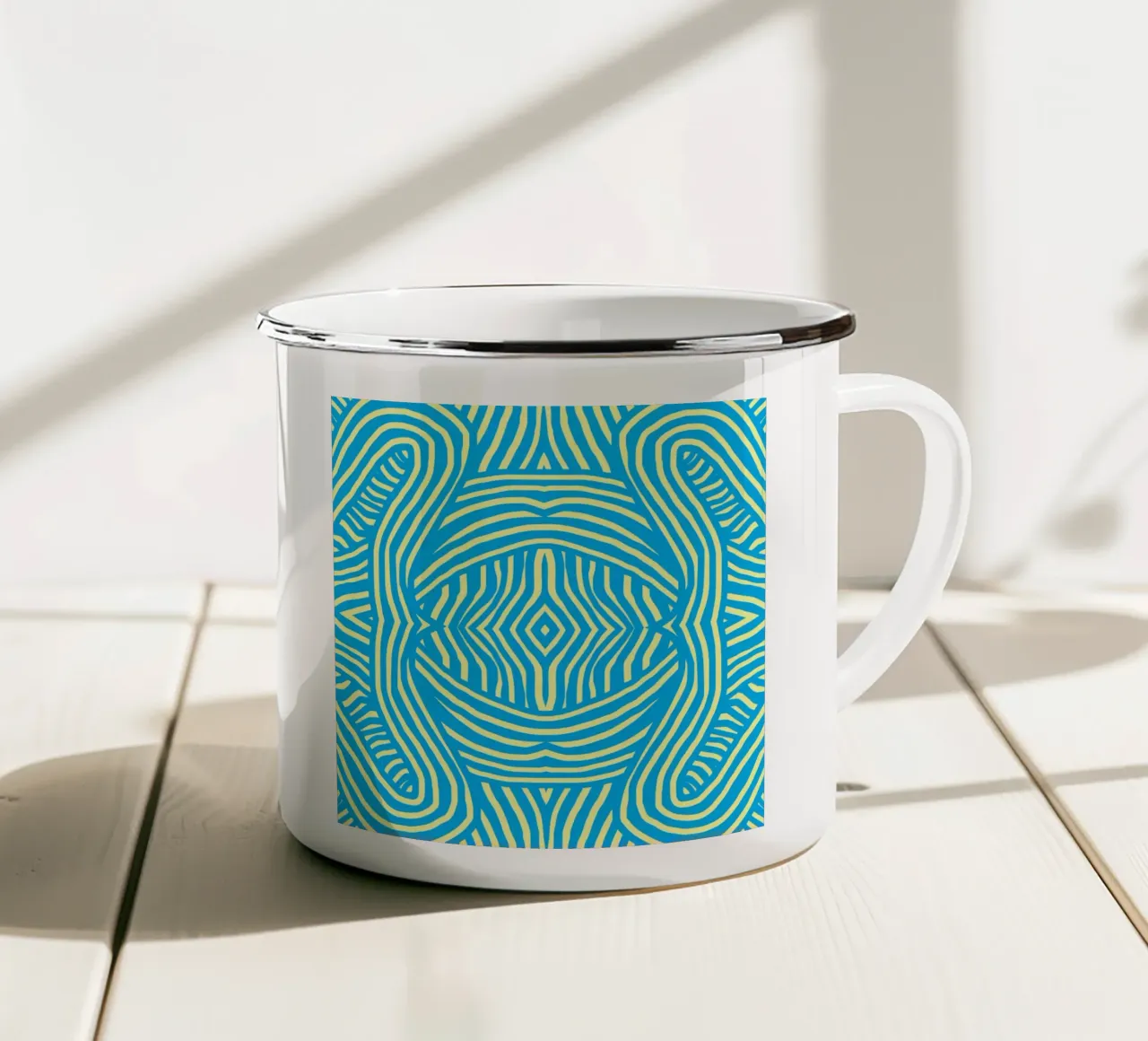 Striscia blu e gialla 2 tazza in smalto da Little Dean