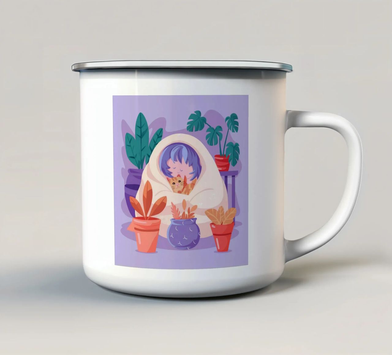 Bozzolo della ragazza delle piante tazza in smalto da Aurora Muse