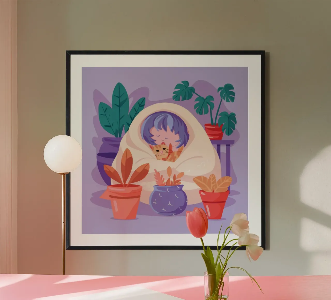 Bozzolo della ragazza delle piante poster con telaio in plastica da Aurora Muse