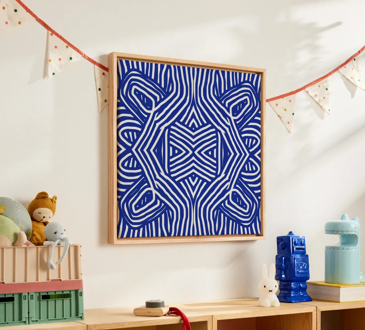 Ultramarine stripe tela con Cornice a cassetta da Little Dean