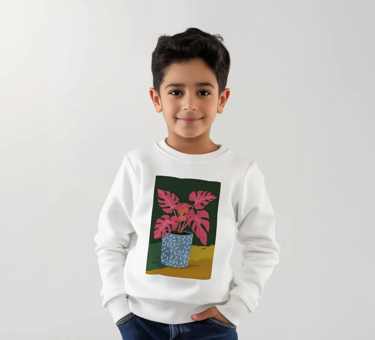 Monstera Magenta Mood felpa bambino da Ember Stone
