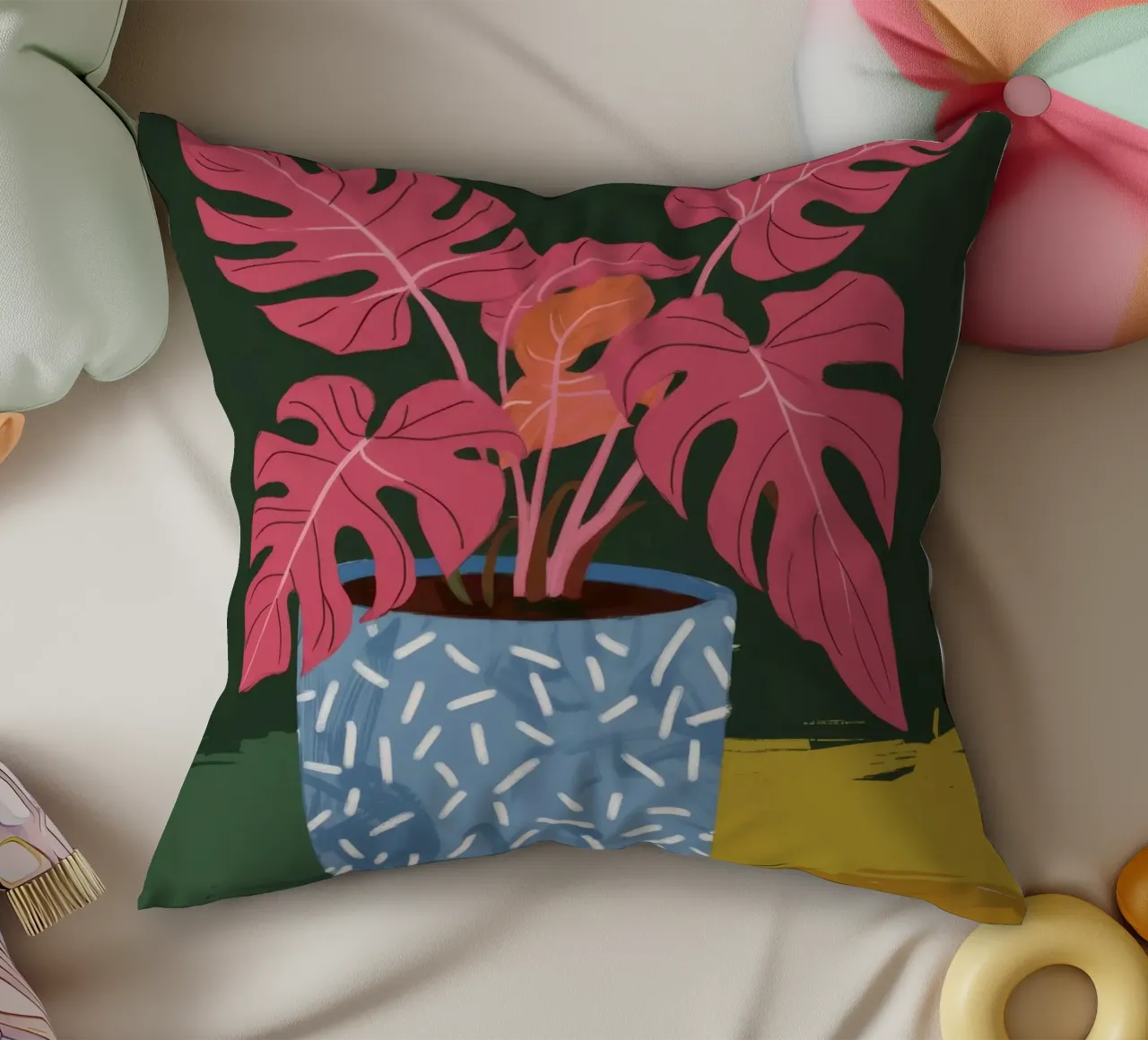 Monstera Magenta Mood cuscino da Ember Stone