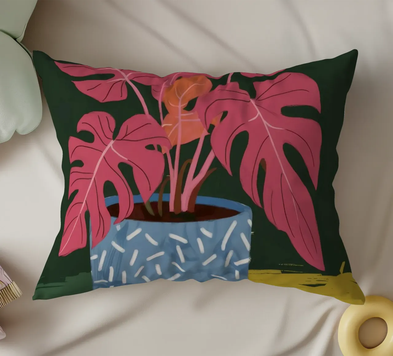 Monstera Magenta Mood cuscino da Ember Stone
