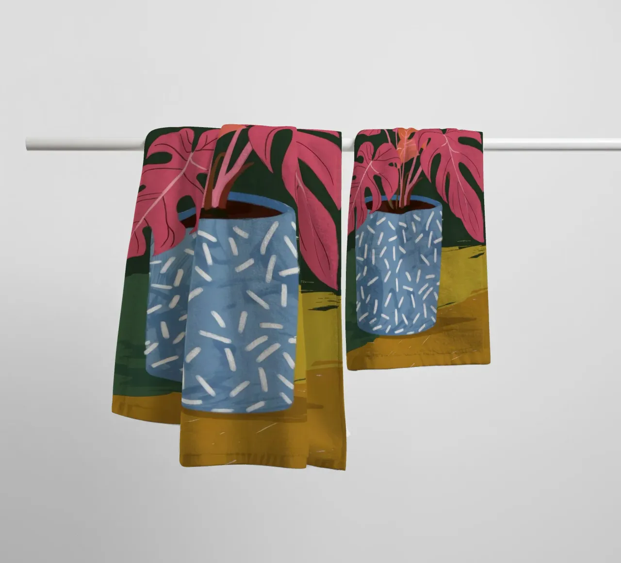 Monstera Magenta Mood asciugamano da bagno da Ember Stone
