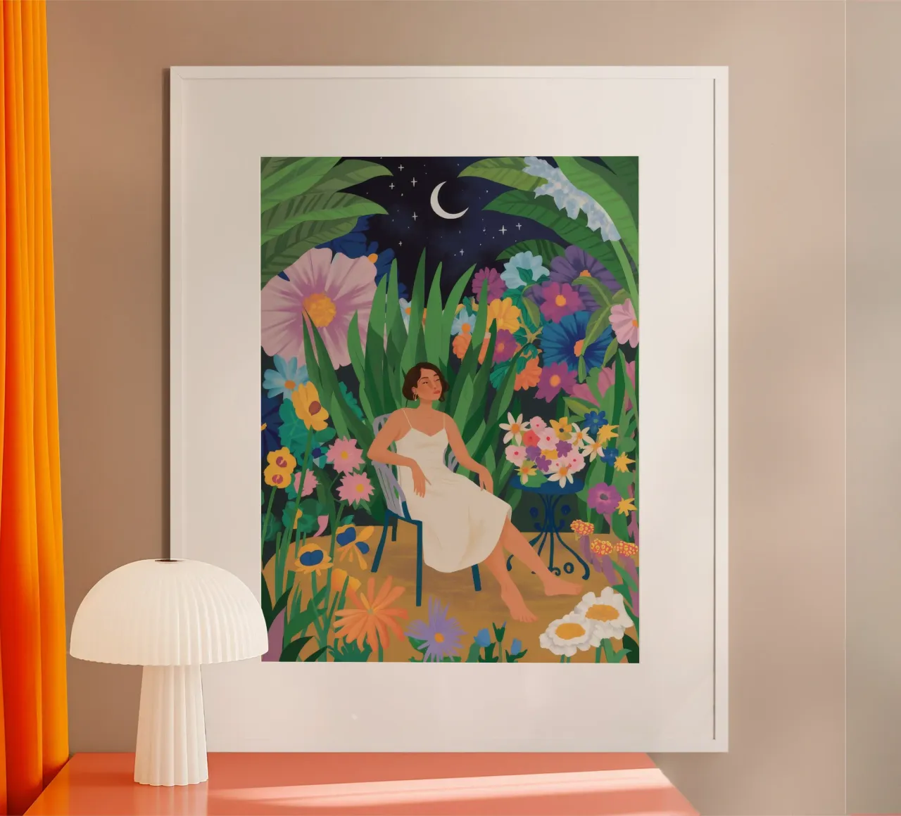 Riposo in giardino al chiaro di luna poster con telaio in alluminio da Aurora Muse
