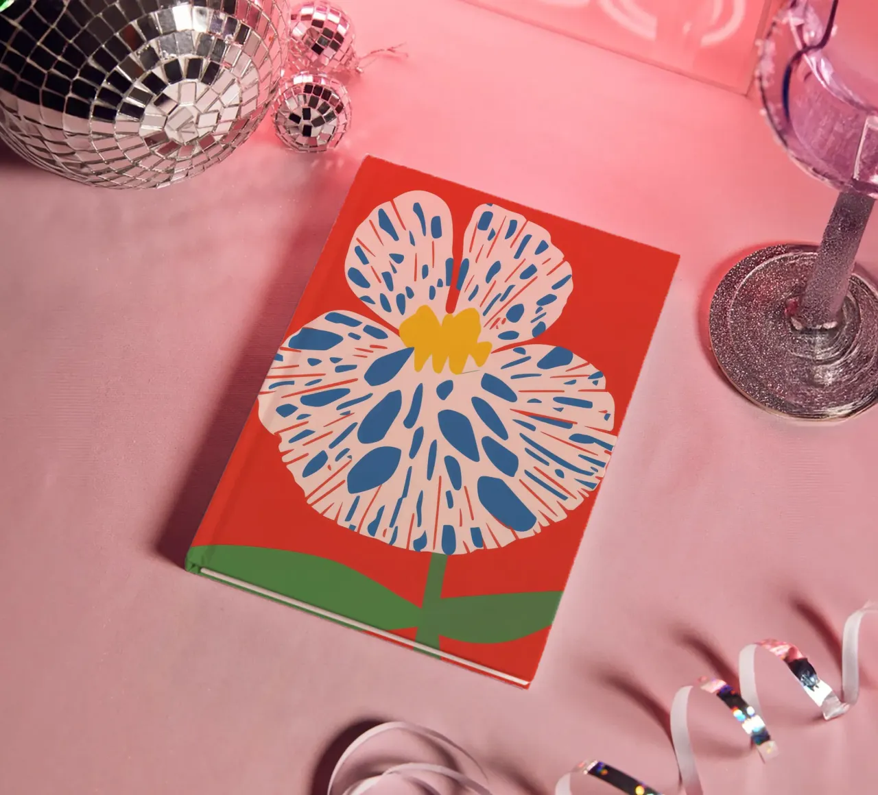 Psychedelic Retro Flower notebook by Ember Stone