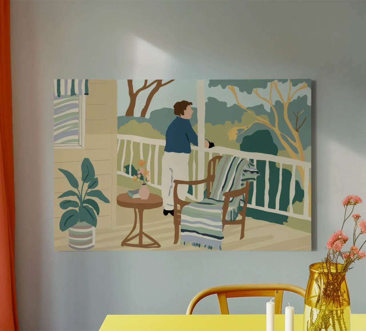 Veranda Uitzicht Nog canvas met Baklijst van Aurora Muse