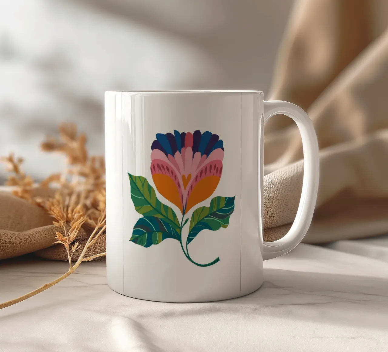 Elegante fiore astratto tazza in ceramica da Ember Stone