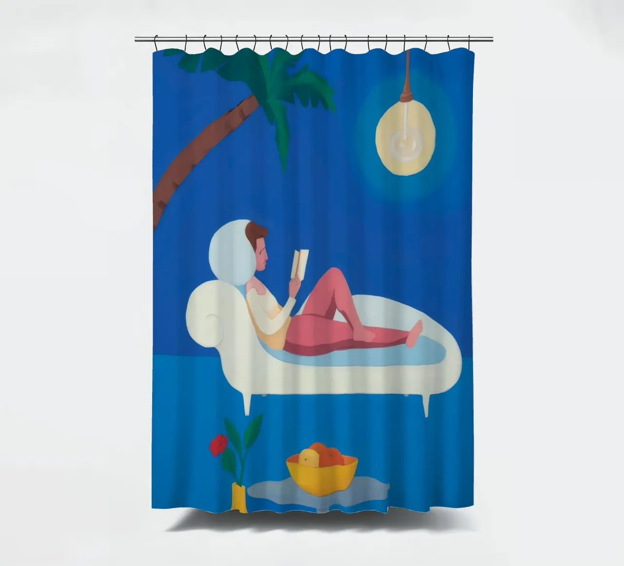 Palm Book Lounge shower curtain by Aurora Muse