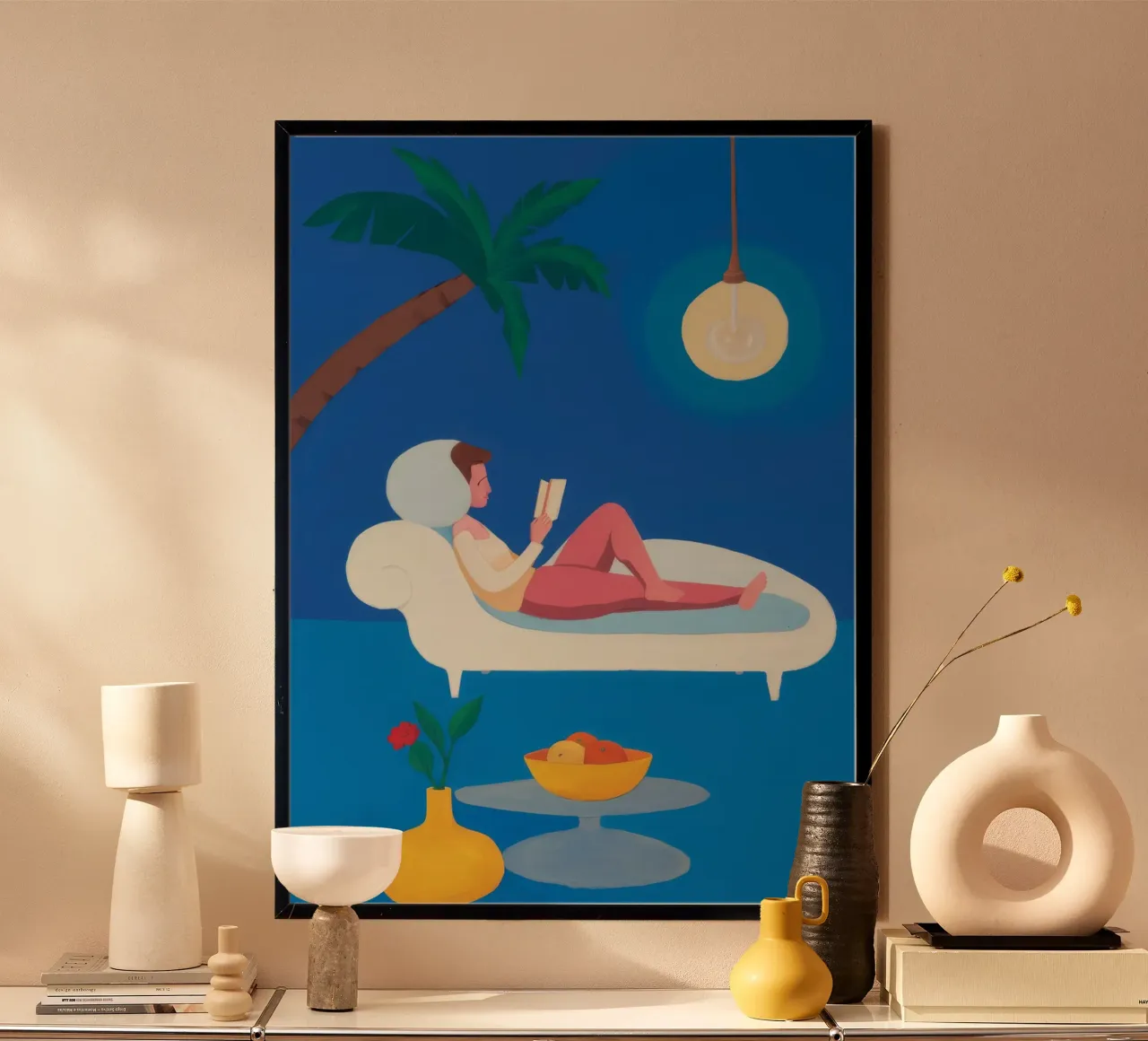 Palm Book Lounge poster con telaio in plastica da Aurora Muse