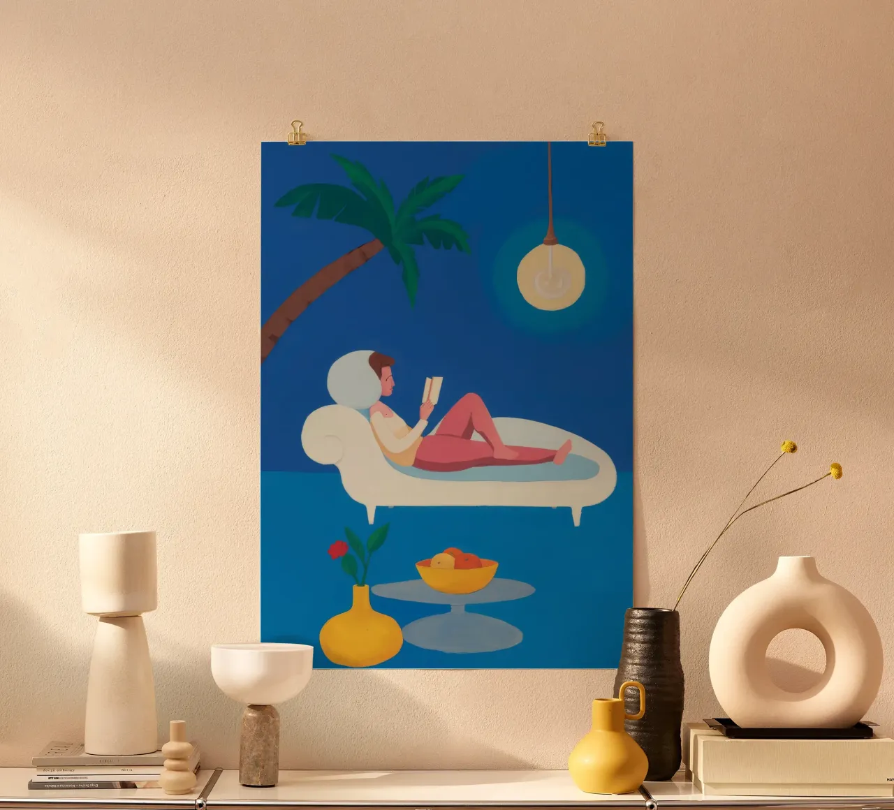 Palm Book Lounge poster con telaio in plastica da Aurora Muse