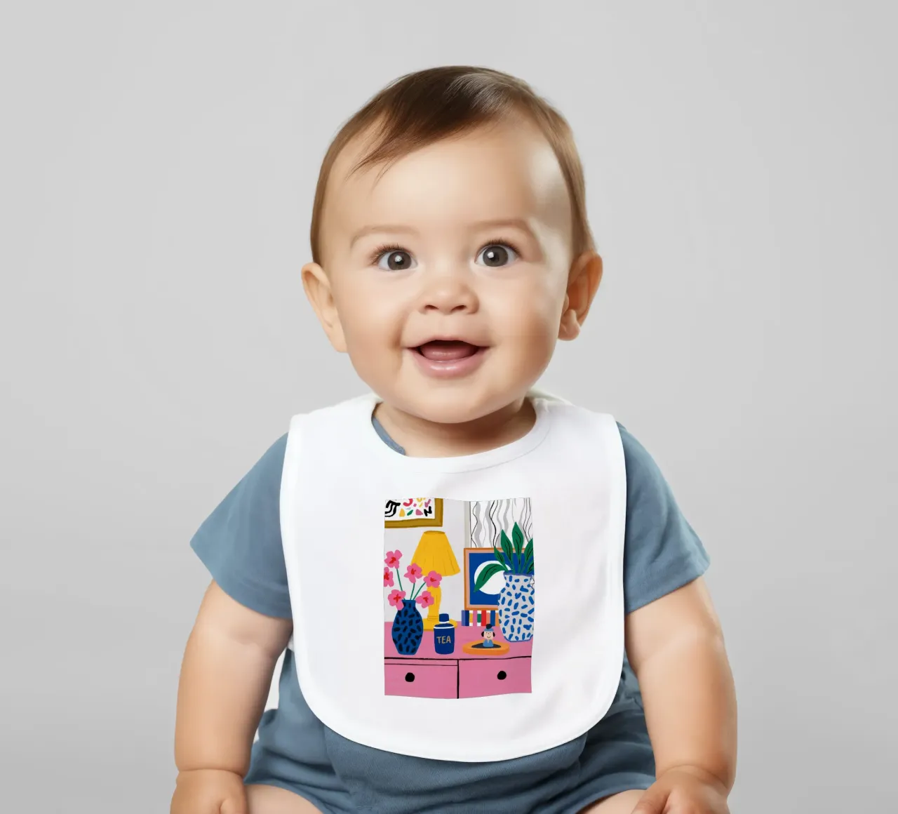 Eclectic Reading Nook baby bib by Ember Stone