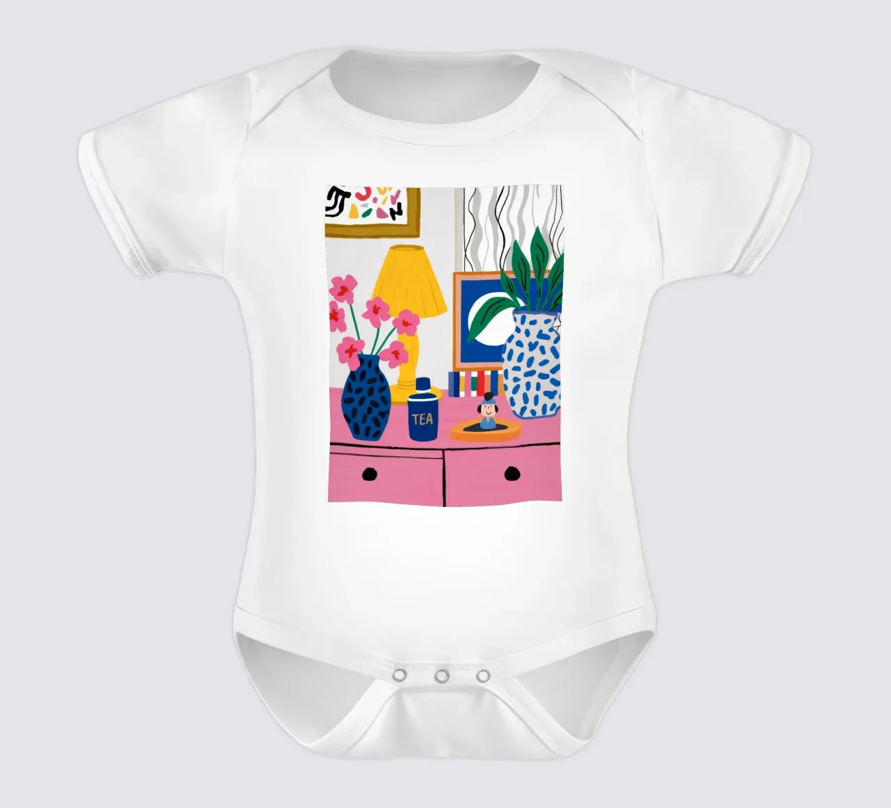 Eclectic Reading Nook short-sleeve baby romper by Ember Stone