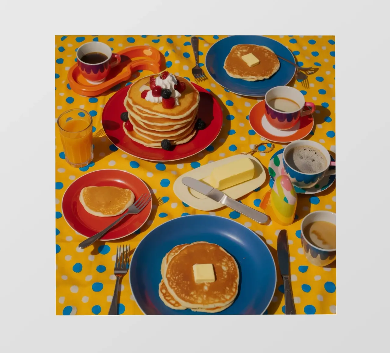 Gioia del mattino con i pancake telo in pvc da Jasper Rune