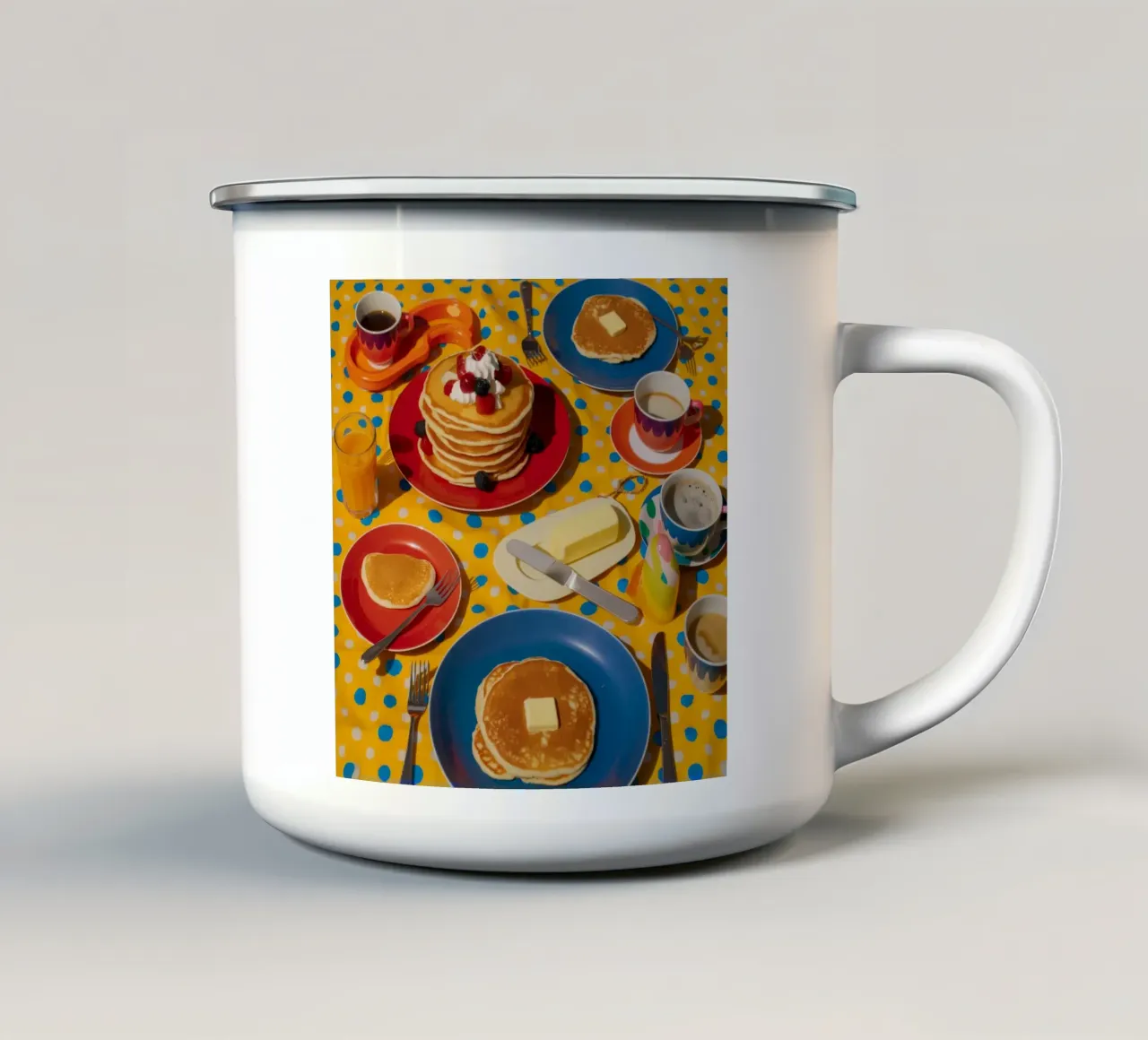 Gioia del mattino con i pancake tazza in smalto da Jasper Rune