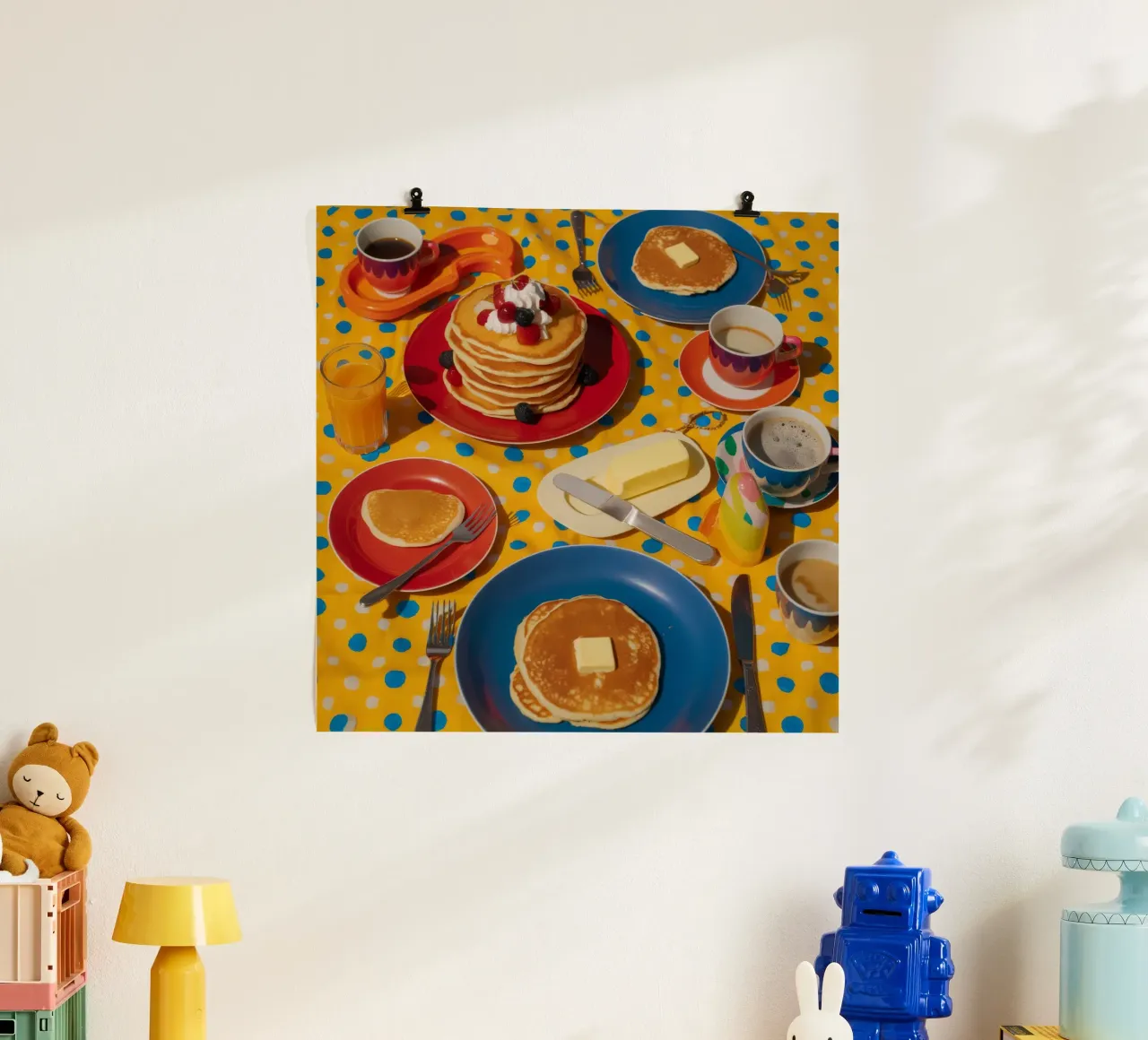 Gioia del mattino con i pancake poster da Jasper Rune