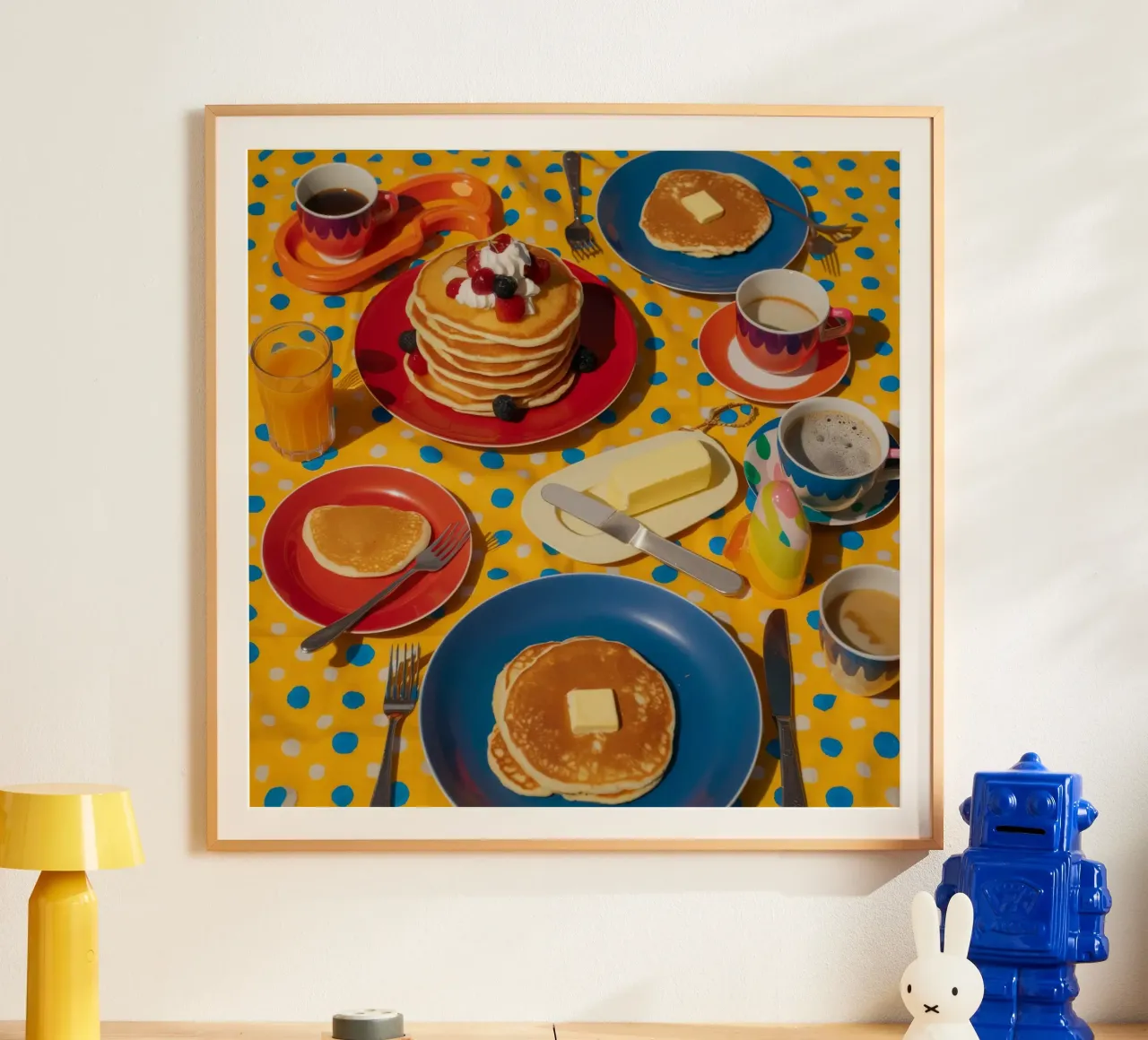 Gioia del mattino con i pancake poster da Jasper Rune