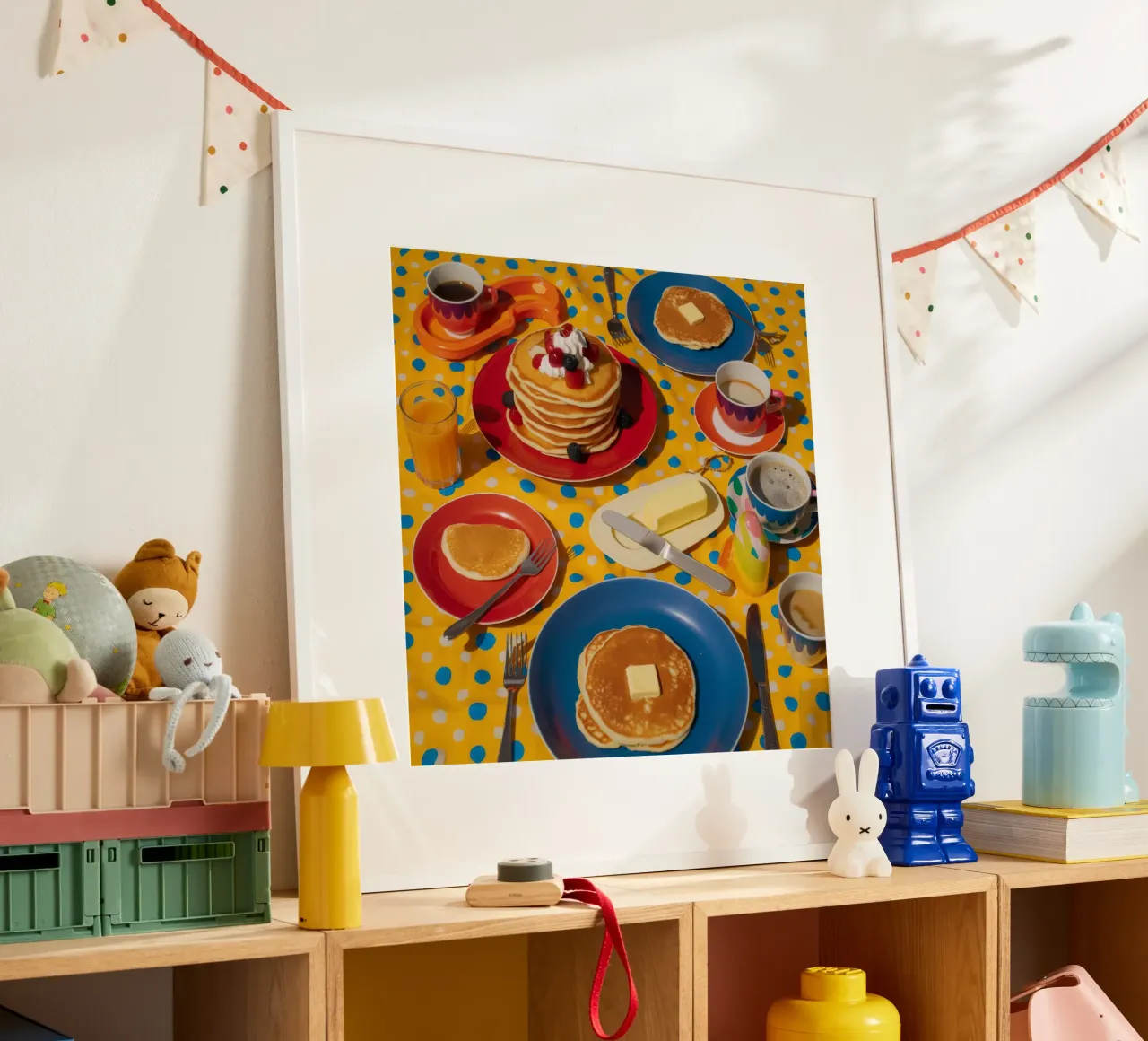 Gioia del mattino con i pancake poster da Jasper Rune