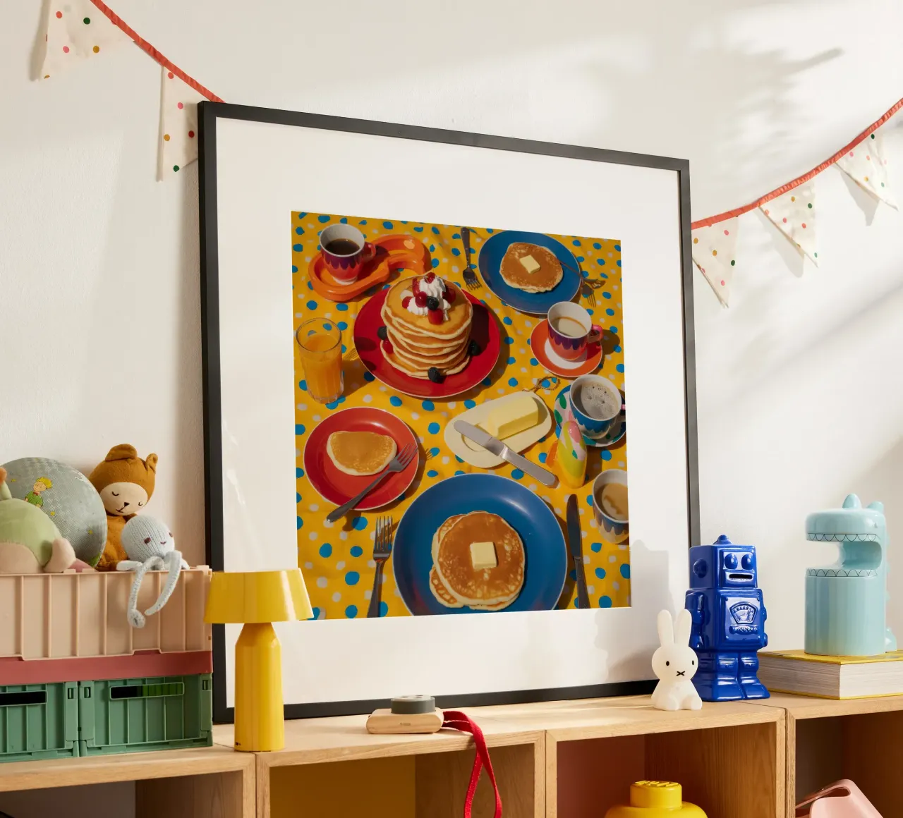 Gioia del mattino con i pancake poster da Jasper Rune