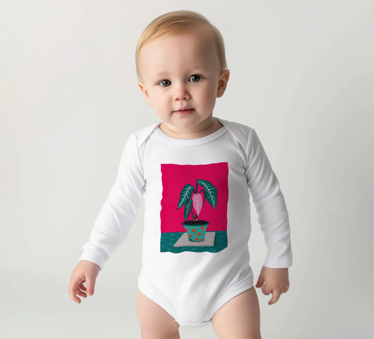 Fucsia Anthurium Pop body neonato maniche lunghe da Ember Stone
