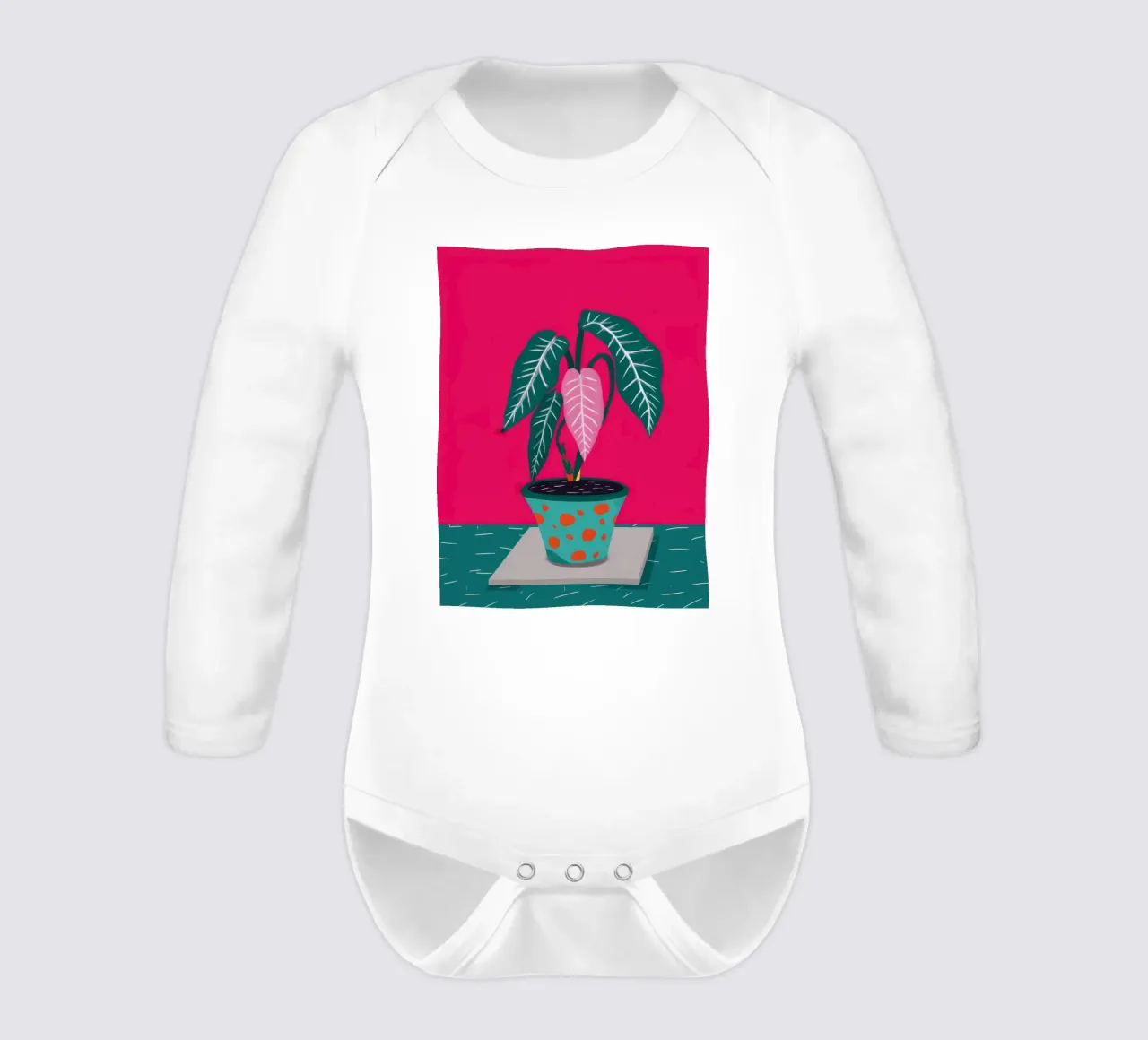 Fucsia Anthurium Pop body neonato maniche lunghe da Ember Stone