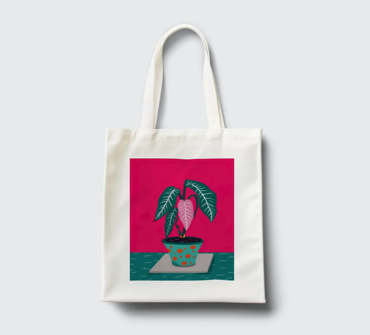 Fucsia Anthurium Pop borsa in juta da Ember Stone