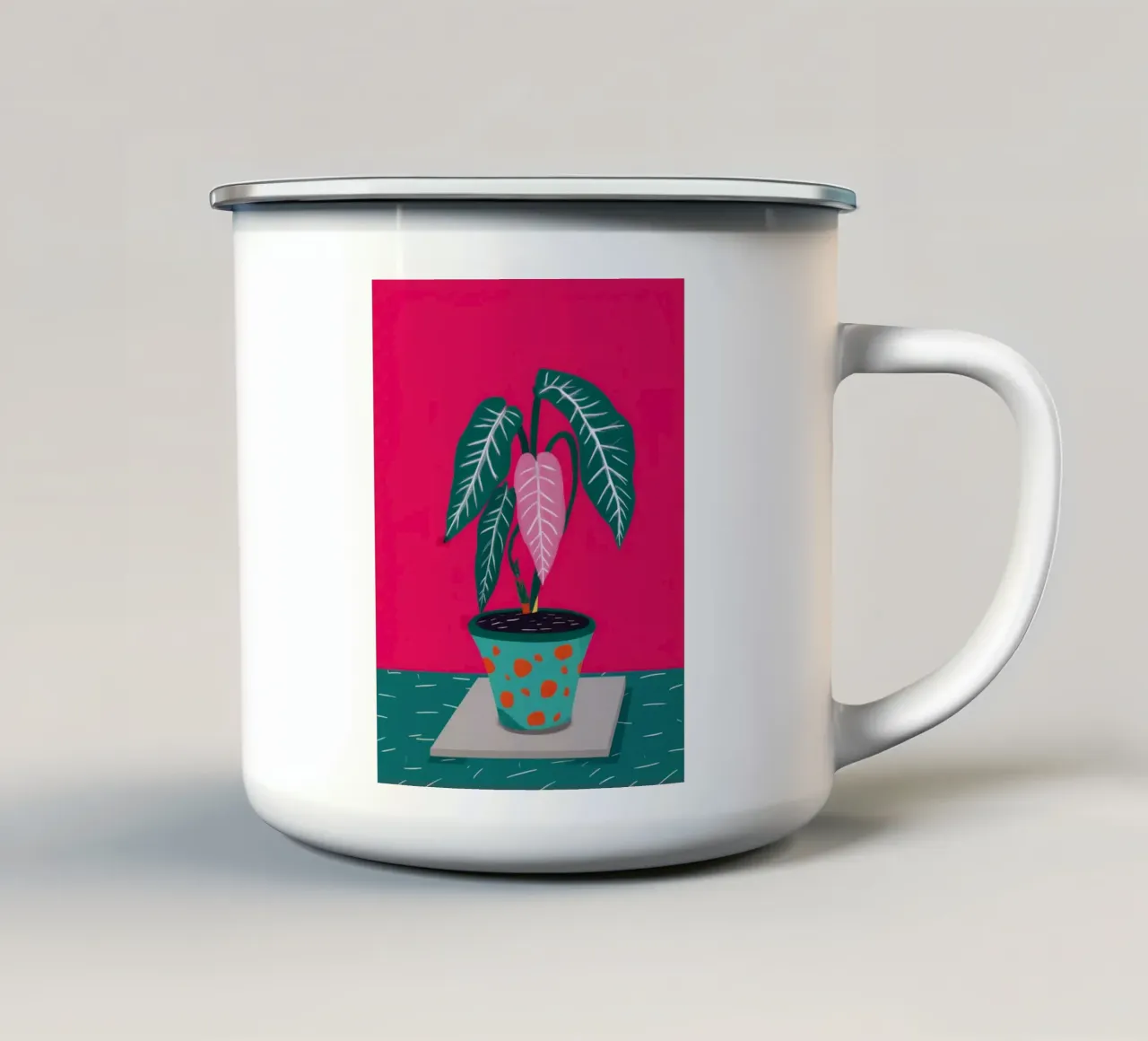 Fucsia Anthurium Pop tazza in smalto da Ember Stone