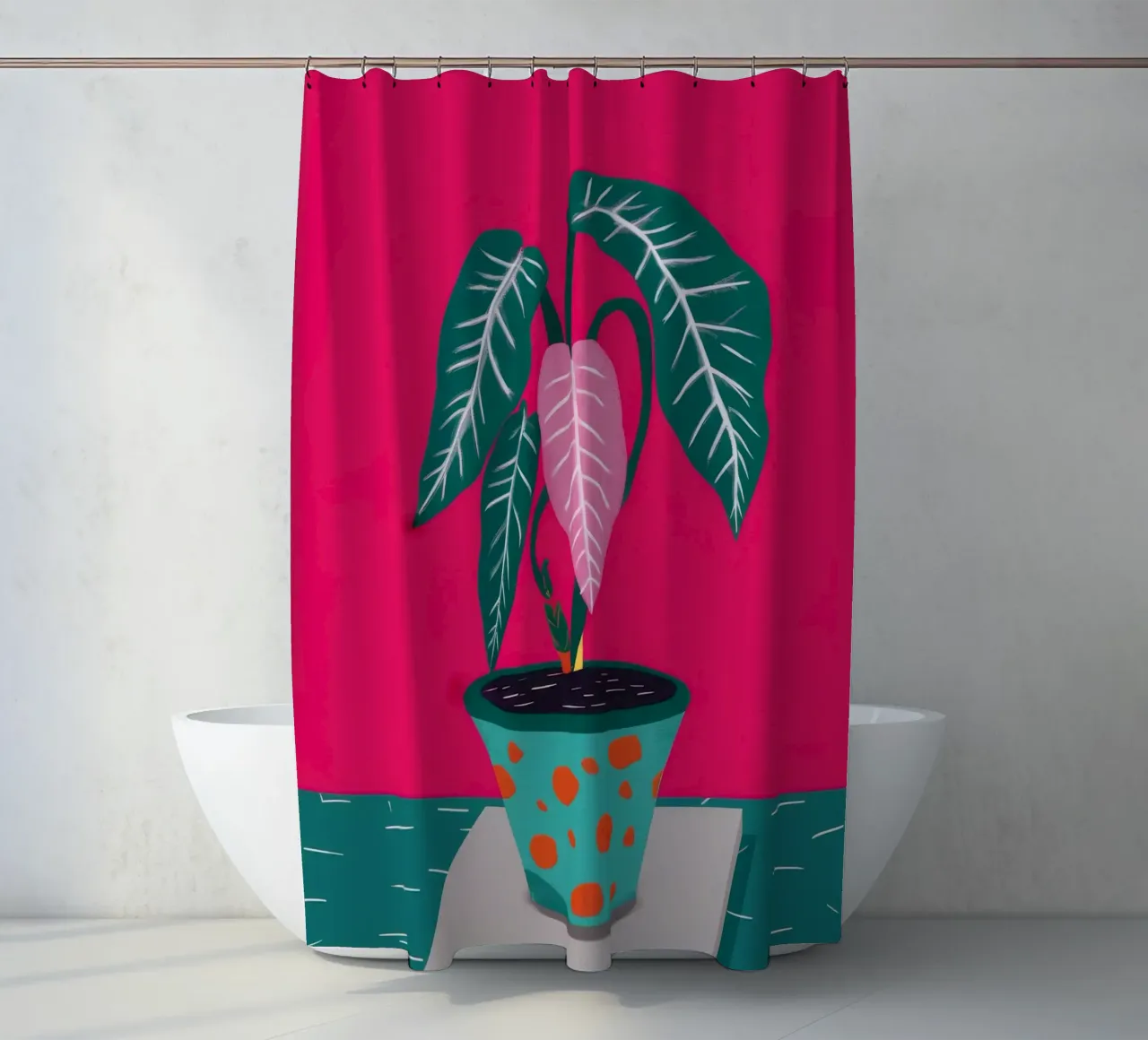 Fucsia Anthurium Pop tenda da doccia da Ember Stone