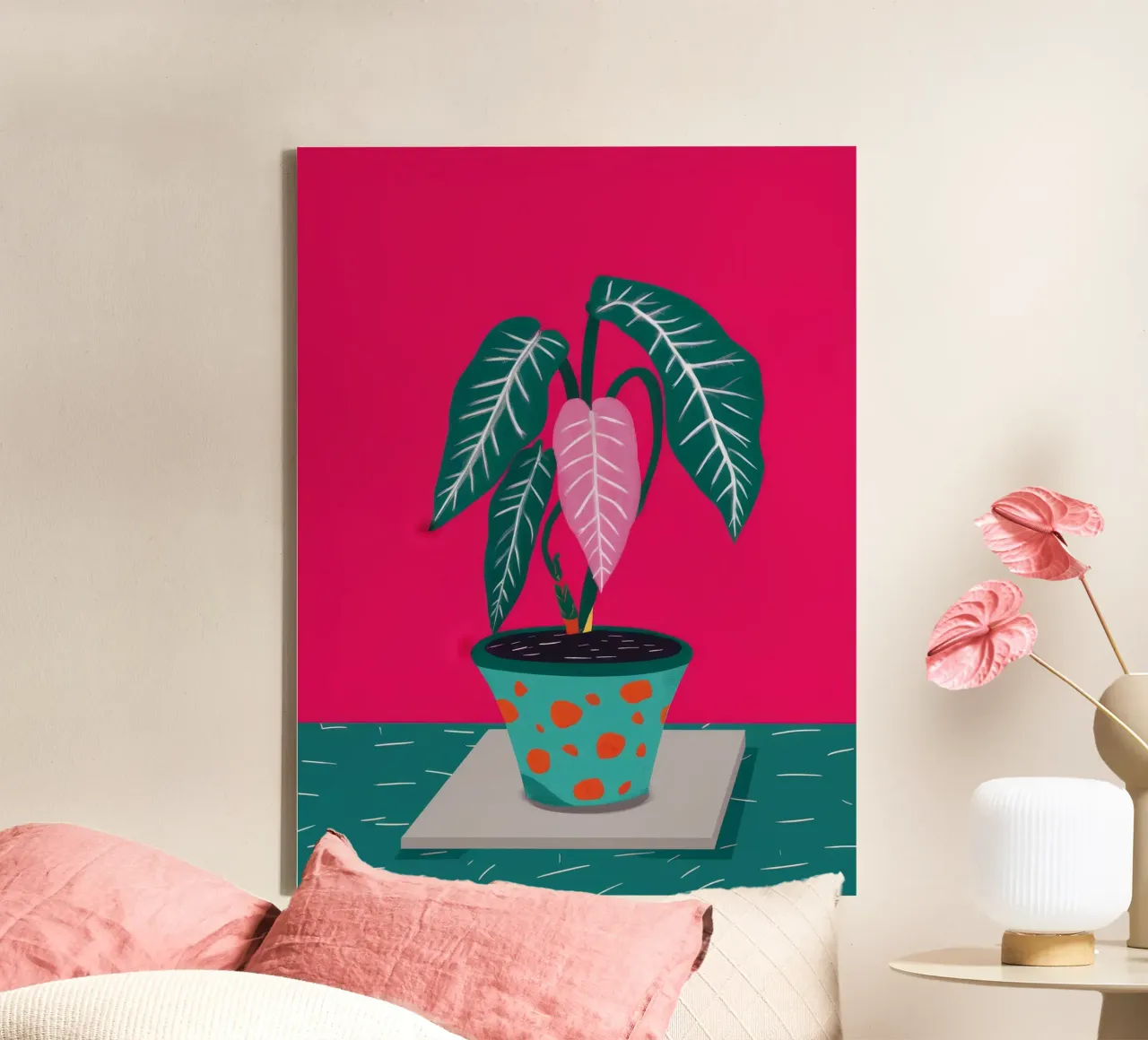 Fuchsia Anthurium Pop canvas by Ember Stone