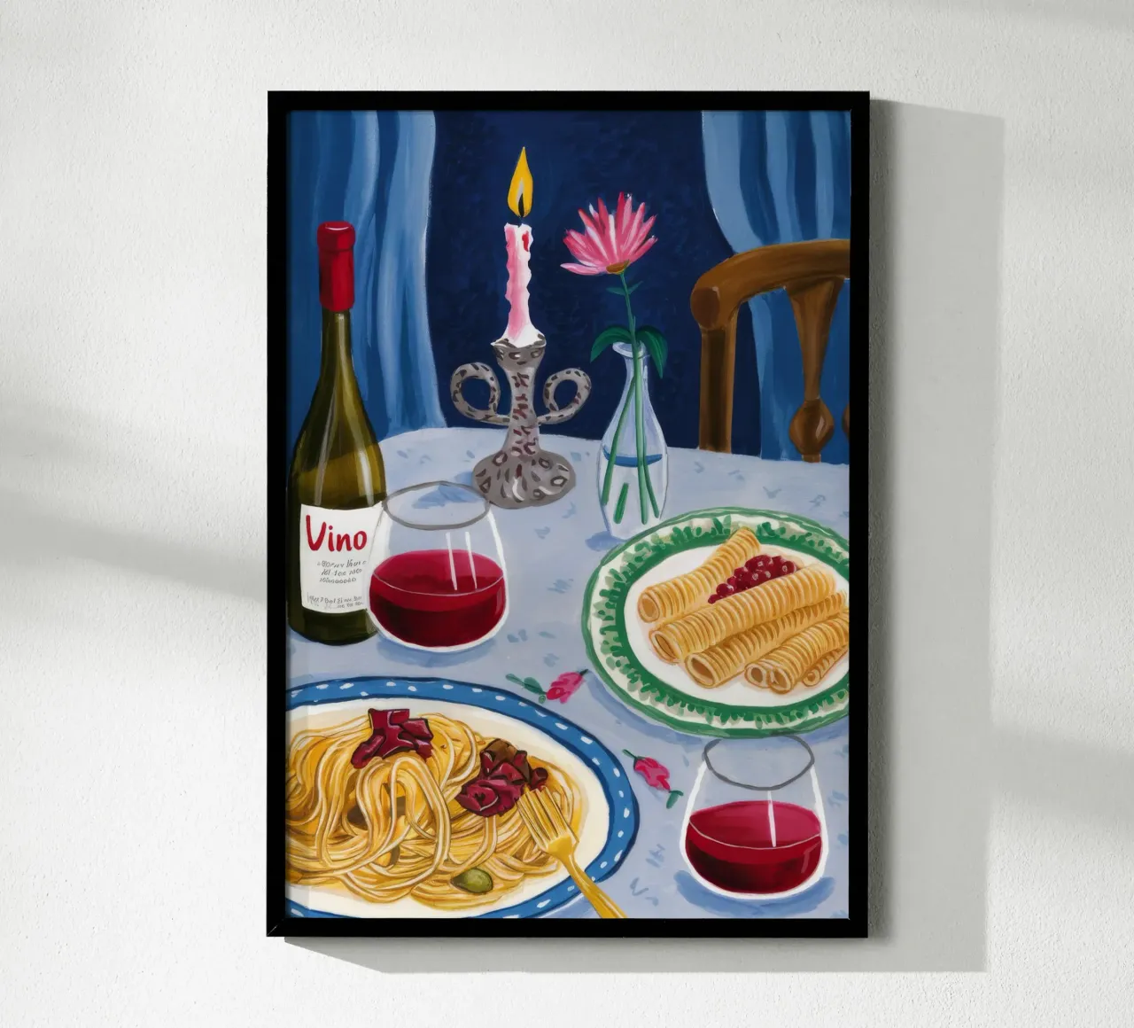 Serata romantica a base di pasta poster con telaio in legno da Aurora Muse